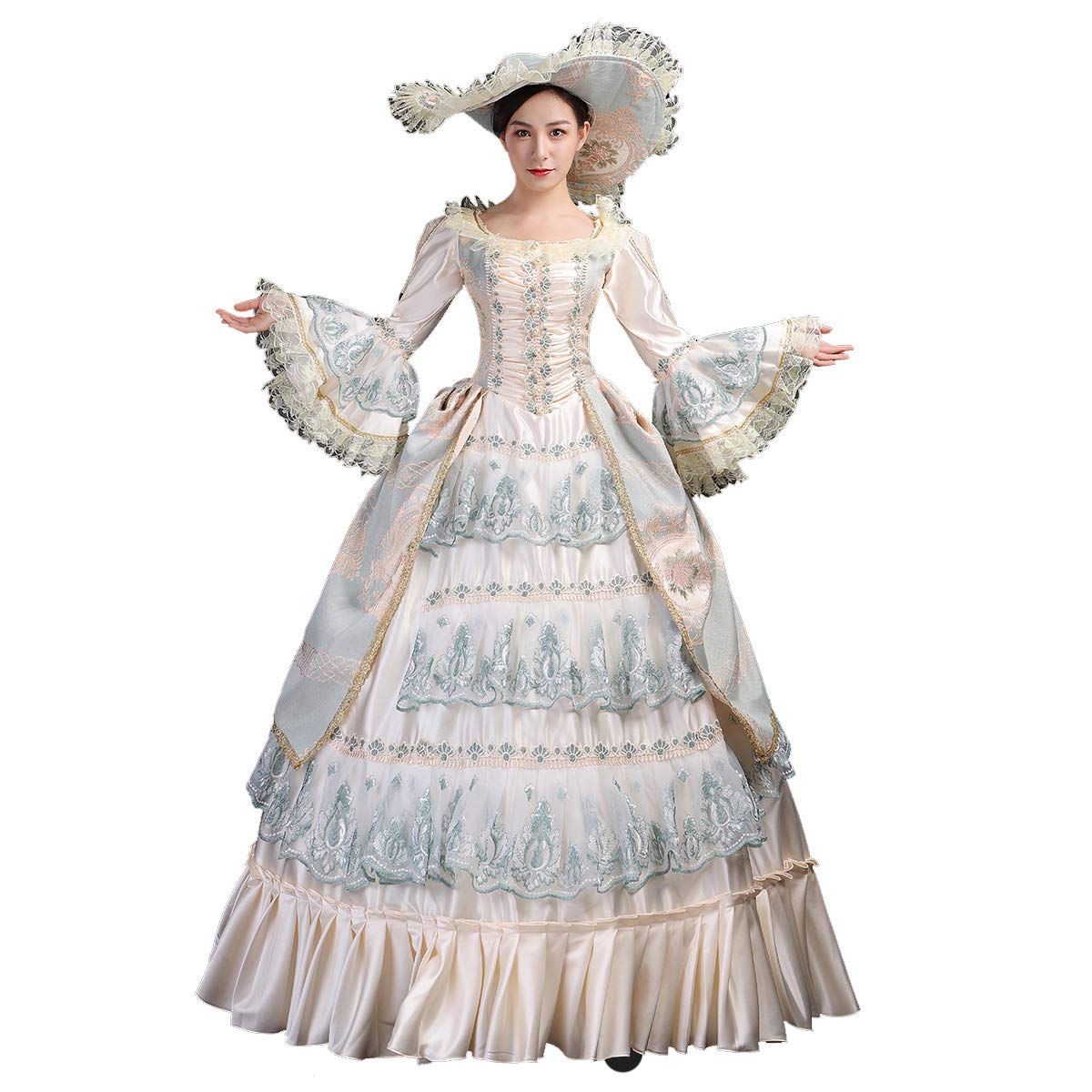 CountryWomen Women's Royal Vintage Medieval Dresses - Gothic Victorian Costume for Renaissance Fairs, Halloween, Cosplay & Masquerade Balls | Elegant Lace Long Sleeve Dress for Historical Reenactment & Themed Parties