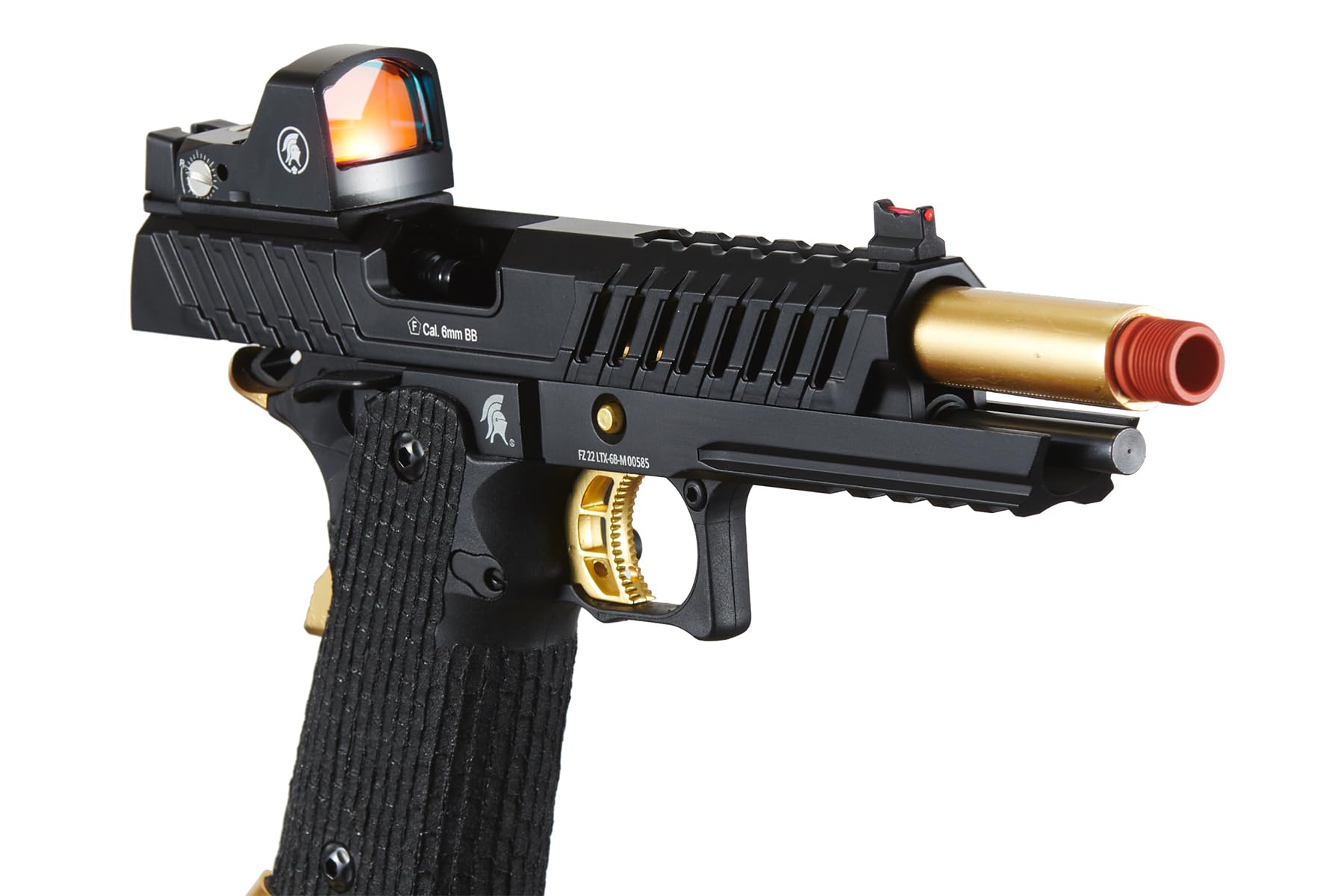 Lancer Tactical Knightshade Hi-Capa Gas Blowback Airsoft Pistol with Micro Red Dot Sight - Realistic Training & Competitive Airsoft Matches