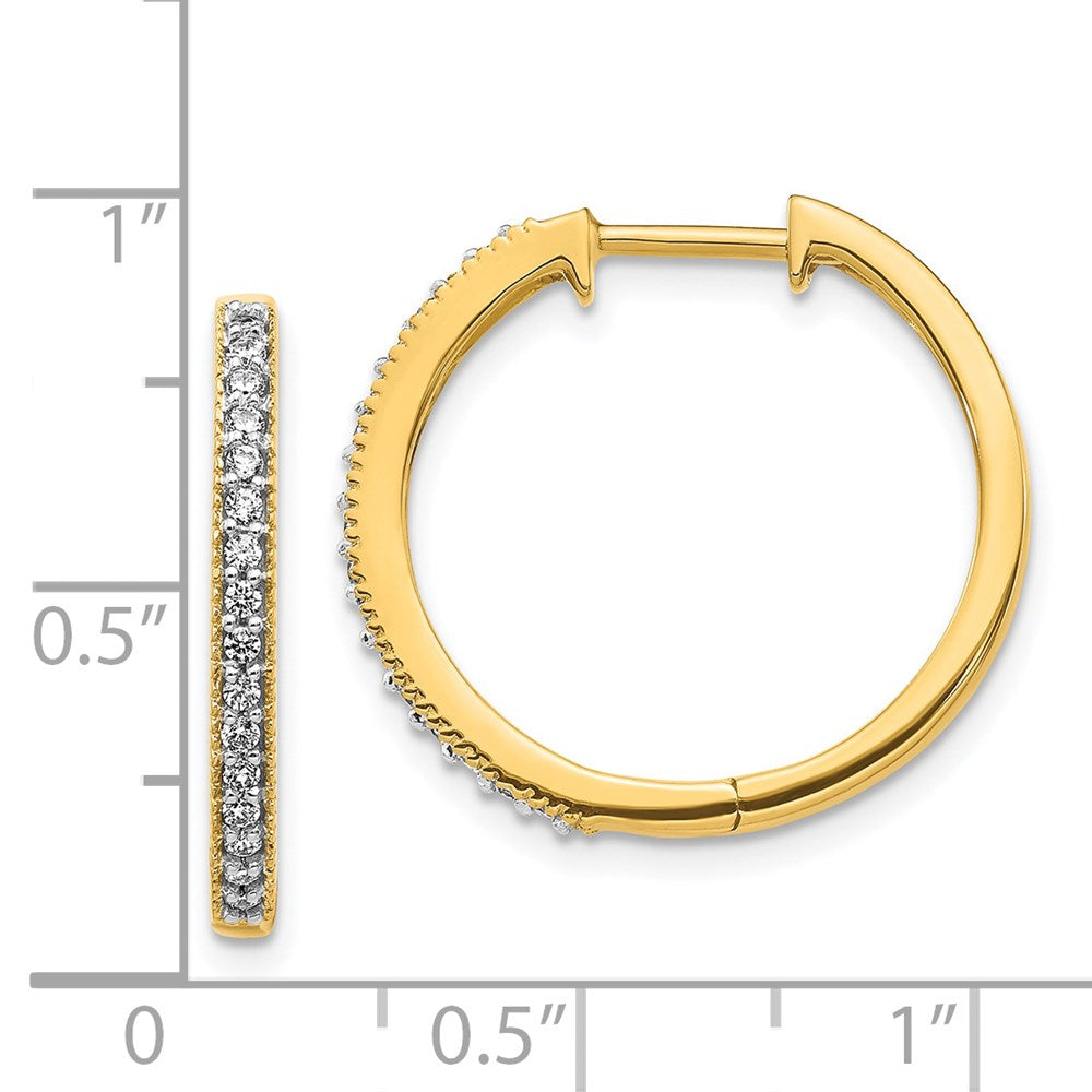 14K Gold Diamond Milgrain Hinged Hoop Earrings - Elegant Dangle Earrings for Women | Model EM4272 025 YA | Perfect for Weddings, Parties & Special Occasions