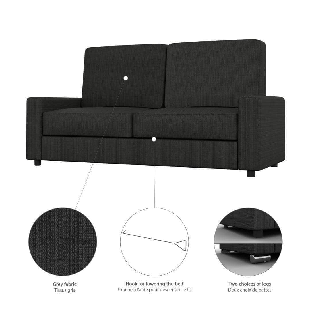 Space-Saving Queen Murphy Wall Bed with Sofa Set - Convertible Sleeper Sofa for Small Apartments, Guest Rooms & Home Offices