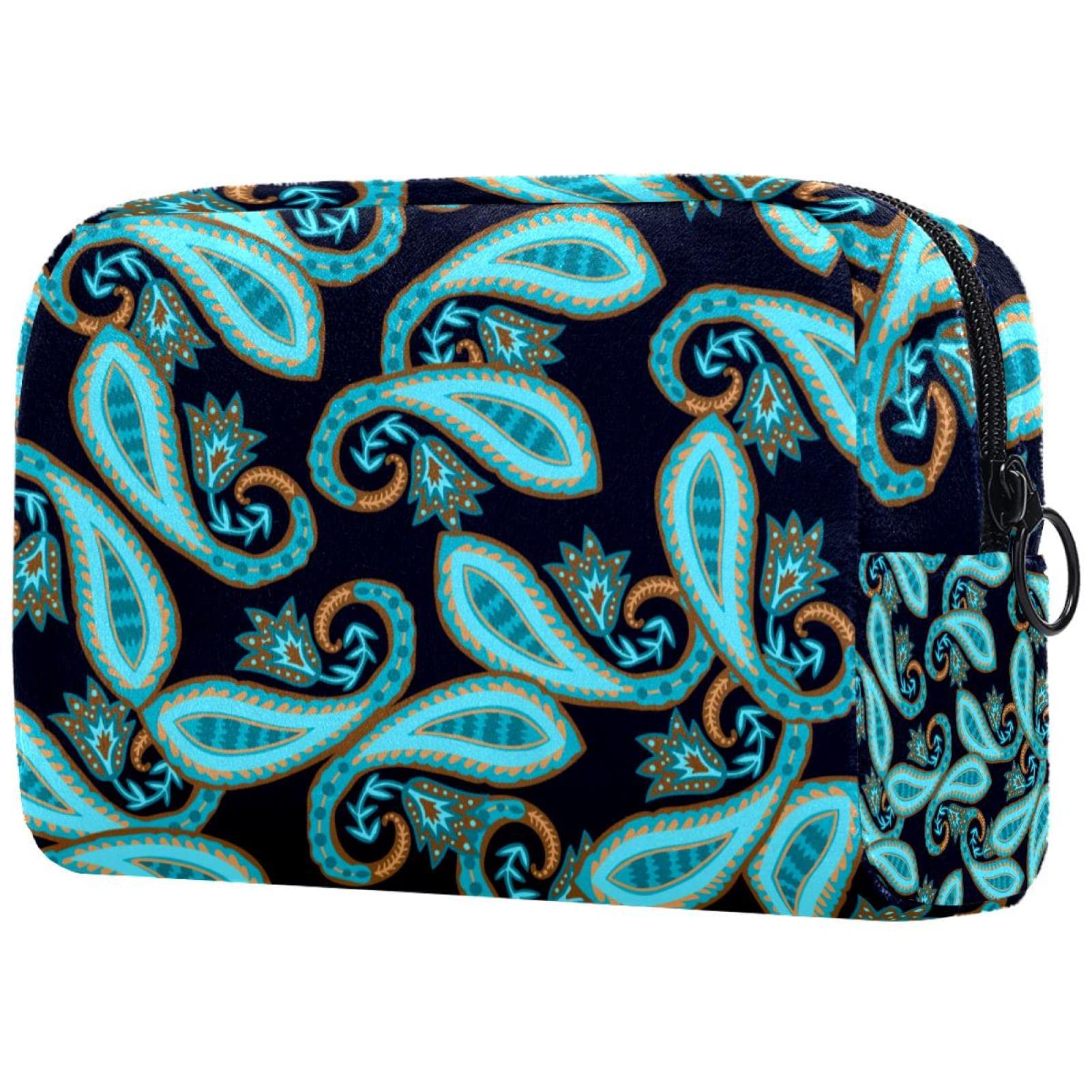Large Makeup Bag with Zipper - Travel Cosmetic Organizer for Women & Girls | Printed Pattern Design | Perfect for Travel, Gym & Daily Essentials Storage