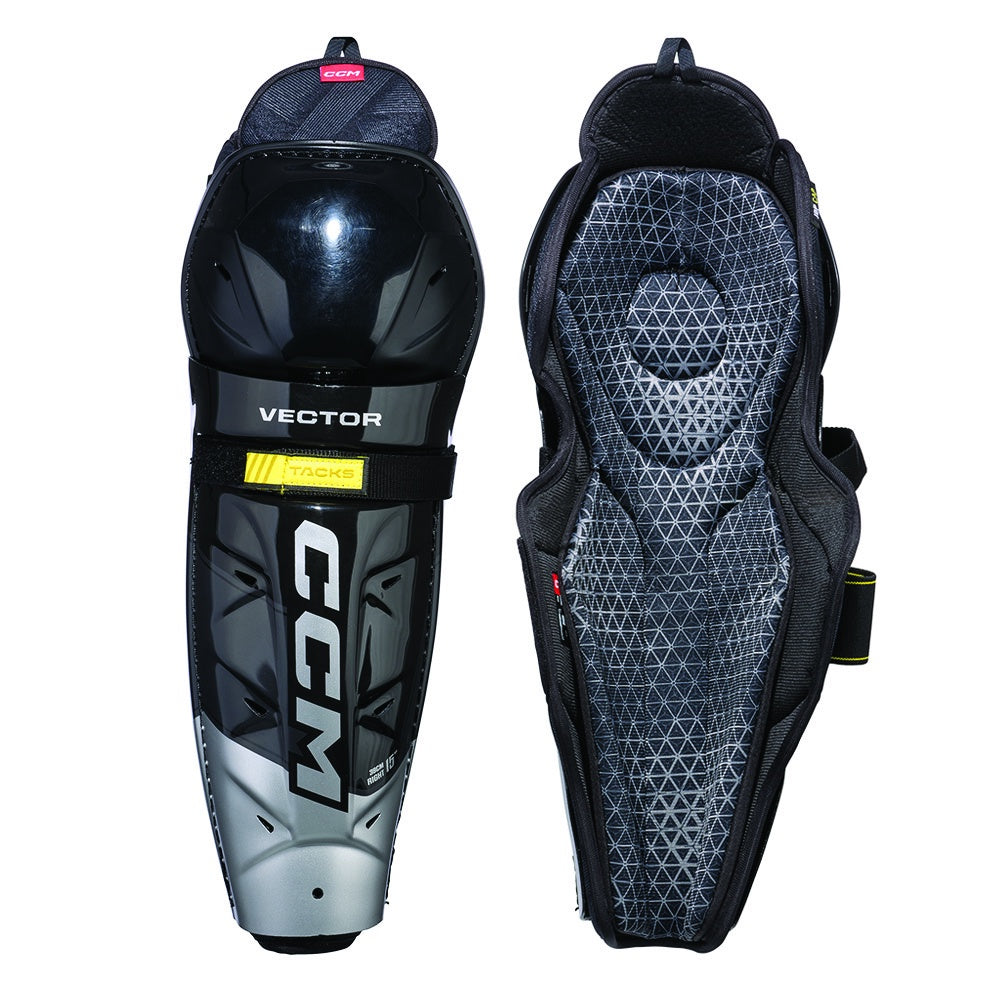 CCM Tacks Vector 2023 Senior Ice Hockey Shin Guards - Protective Gear for Hockey Players - Perfect for Games, Practice & Training Sessions