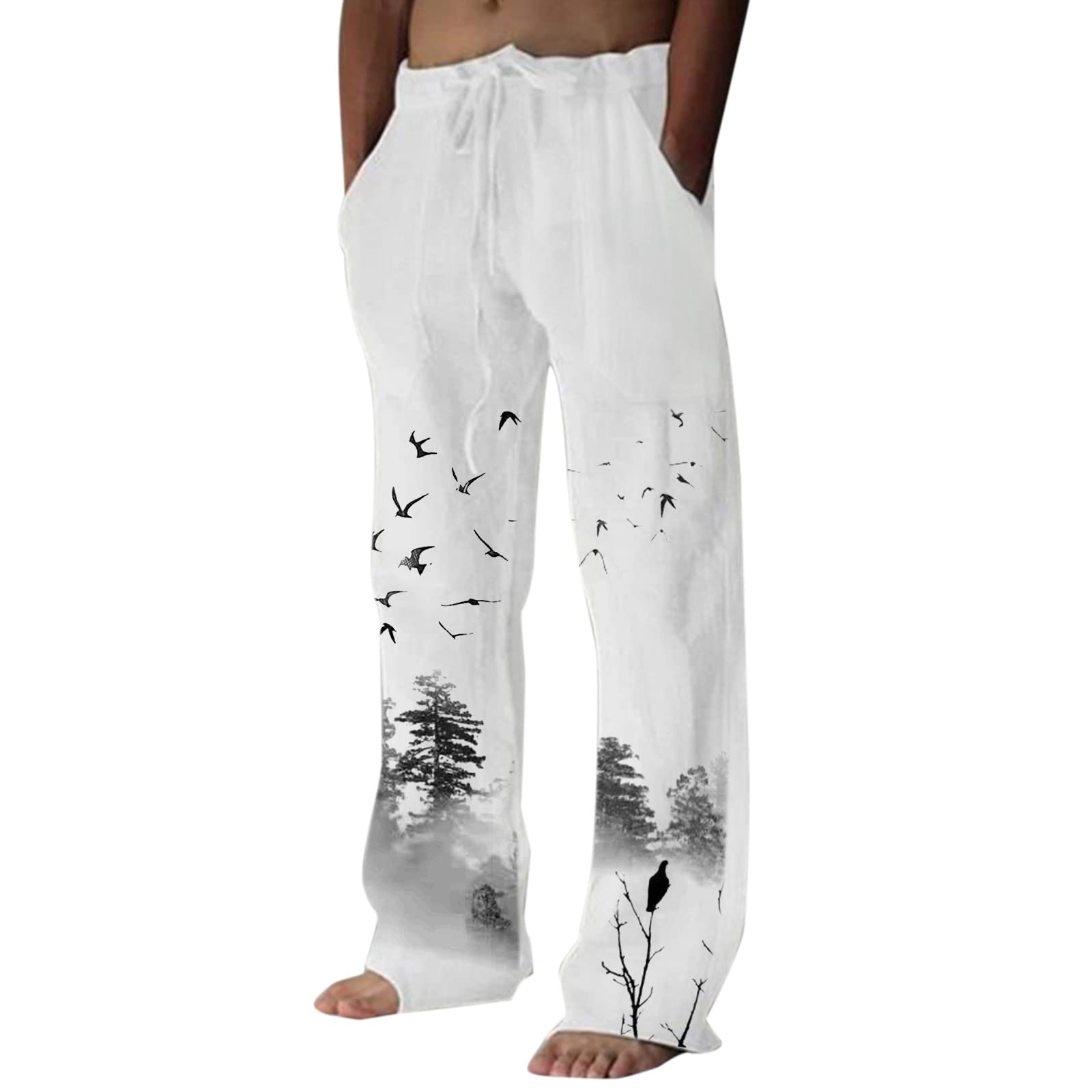 Hmlai Men's Lightweight Stretch Work Pants - Elastic Waist Joggers for Running, Golf & Workout with Pockets - Comfortable Activewear for Gym, Outdoor Sports & Casual Wear