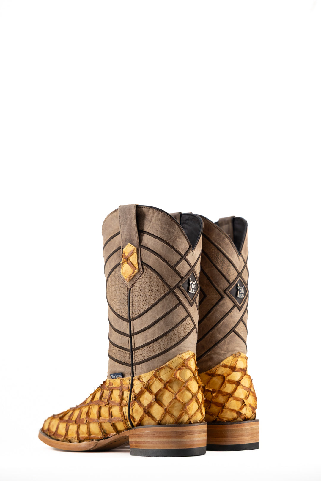 Prescott Pirarucu Exotic Leather Square Toe Cowboy Boots for Men - Western Riding, Country Dance & Outdoor Adventures