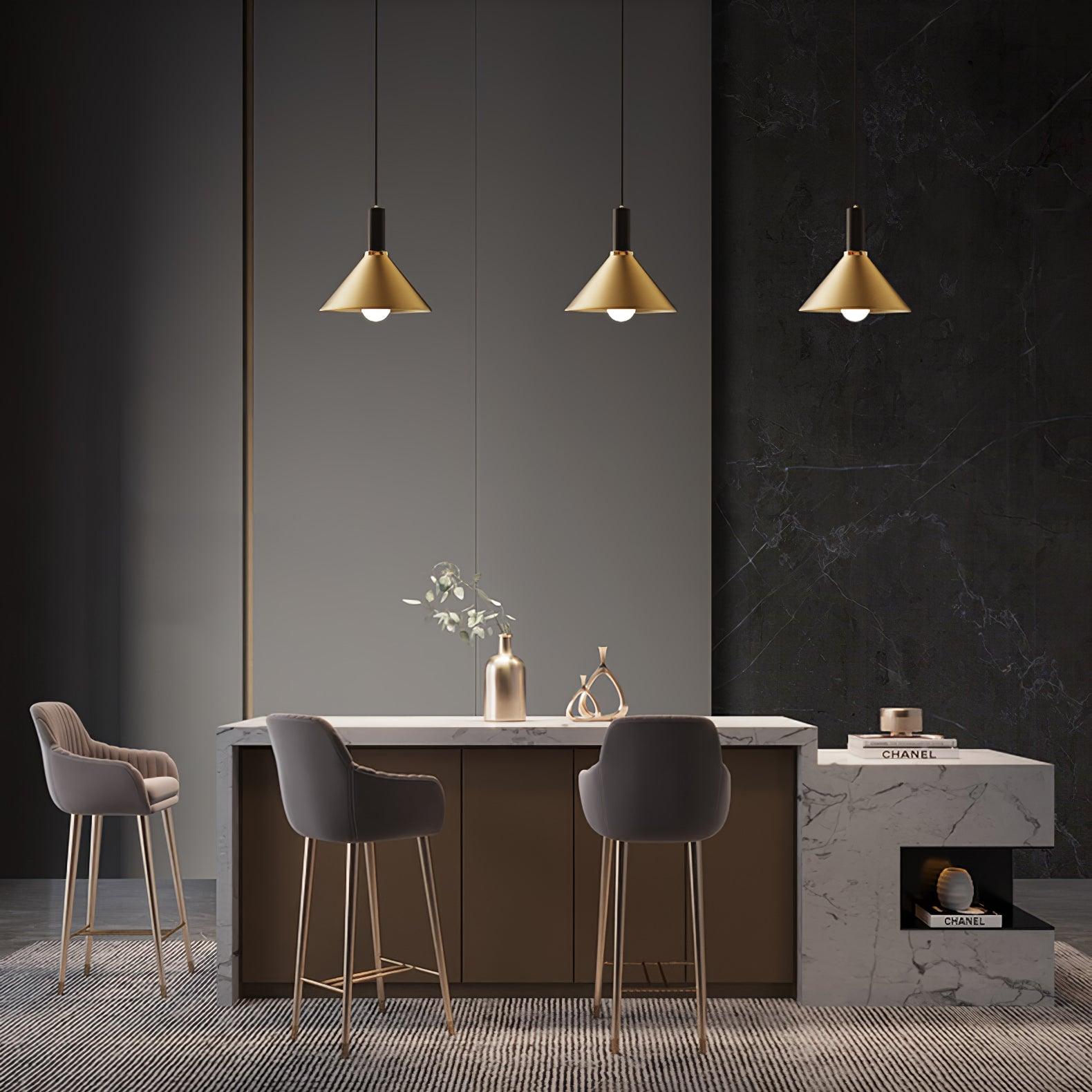 Modern Cone Pendant Light Fixture - Elegant Hanging Ceiling Lamp for Dining Room, Kitchen Island & Bedroom Lighting - Adjustable Height LED Chandelier