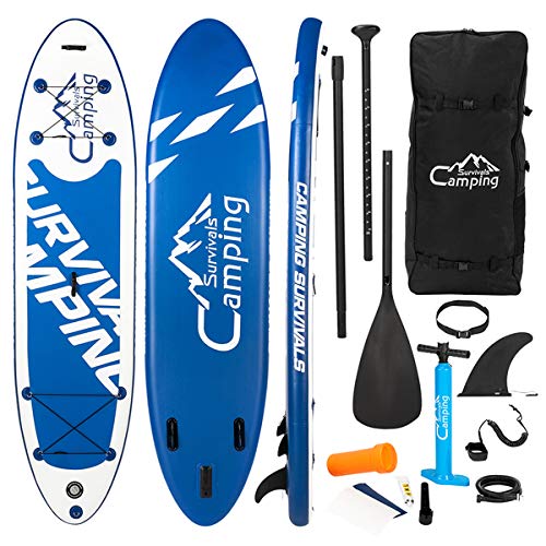11' Inflatable Stand Up Paddle Board for Adults - Premium White, Dark Blue & Black SUP Board - Perfect for Lakes, Rivers & Ocean Paddling