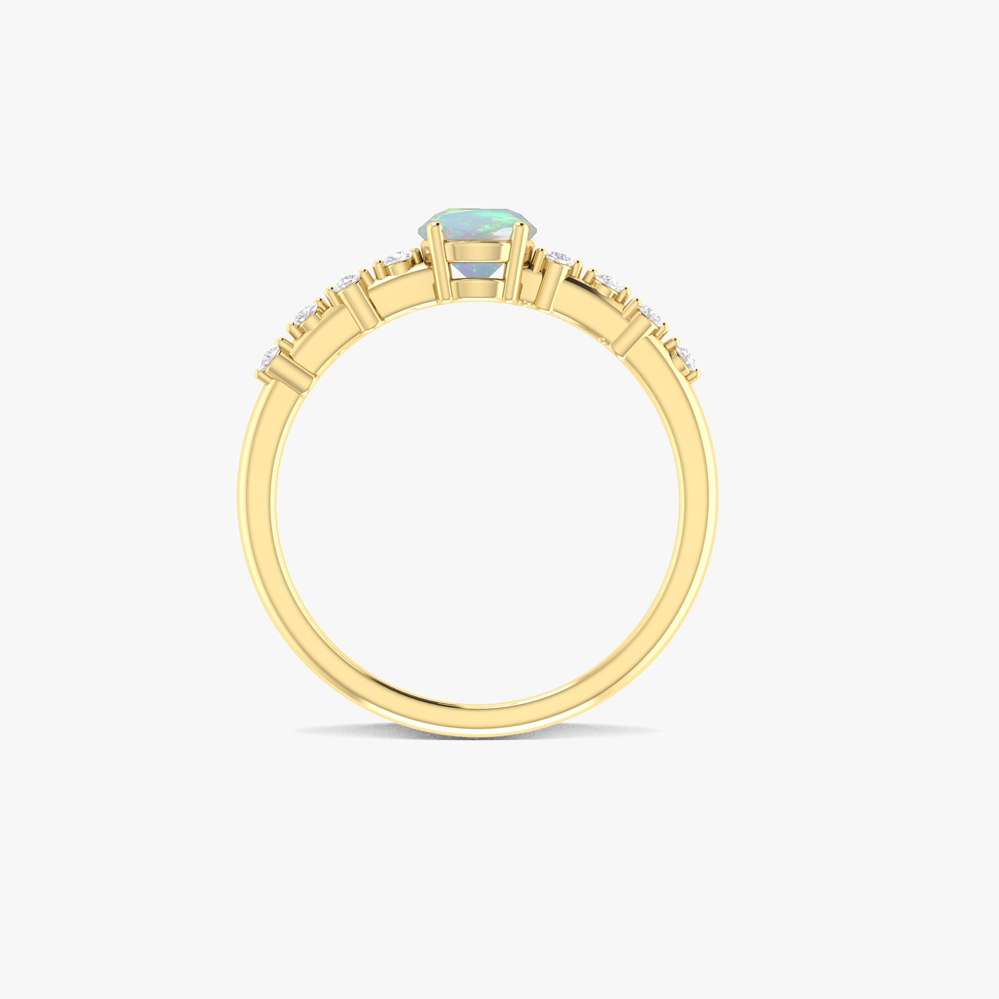 Natural White Opal Round Stone Minimalist Solitaire Ring with Accent Diamonds - Elegant Dainty Jewelry for Women, Perfect for Engagement, Wedding, Anniversary & Everyday Wear