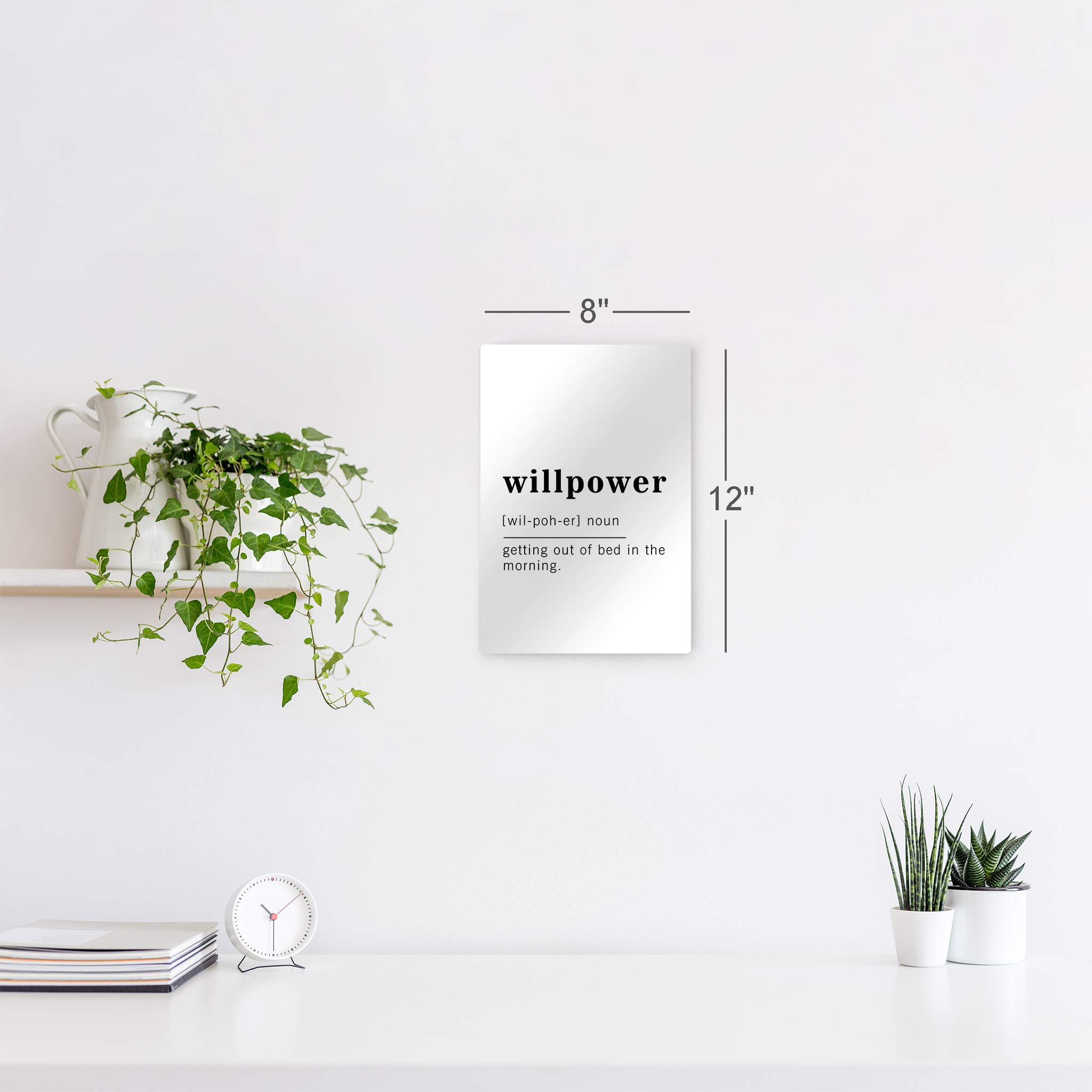 Funny Noun Dictionary Definition of Willpower Metal Print - Inspirational Quote Sign for Office, Living Room, Bedroom & Bathroom - Ready to Hang Wall Art Home Decor - Made in USA 40x30 - Perfect for Motivation & Humor in Workspaces or Gift Giving