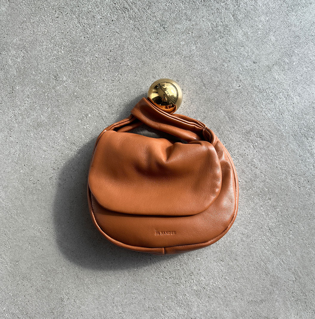 Genuine Tan Leather Sphere Pouch - Premium Handmade Leather Bag for Women & Men - Perfect for Travel, Gym, and Everyday Essentials
