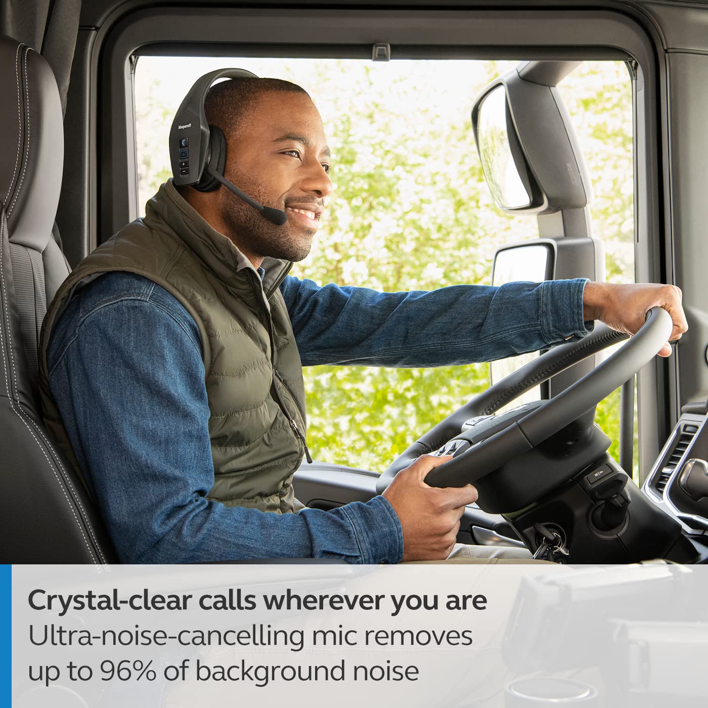 BlueParrott B650-XT Mono Bluetooth Wireless Headset with Mic - 96% Noise Canceling Over-Ear Trucker Headphones, 100% Voice Control, IP54 Water & Dust Resistant, 36-Hour Battery Life - Perfect for Truck Drivers, Call Centers & Noisy Work Environments