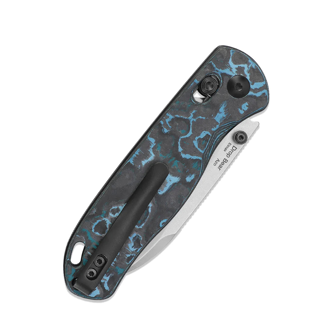 Kizer Ki3619A2 AZO Drop Bear Folding Pocket Knife - Elmax Stonewashed Drop Point Blade, Artic Storm FatCarbon Handles - EDC, Camping, Hunting & Outdoor Survival Gear