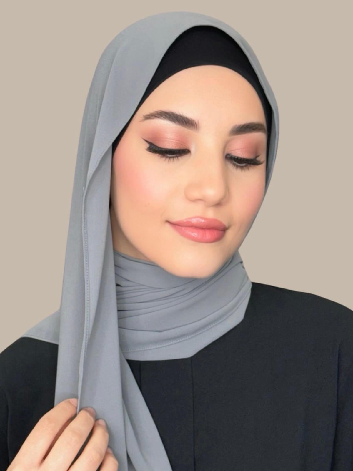 Elegant Classic Chiffon Hijab in Smoke Grey - Perfect for Daily Wear, Prayer & Special Occasions