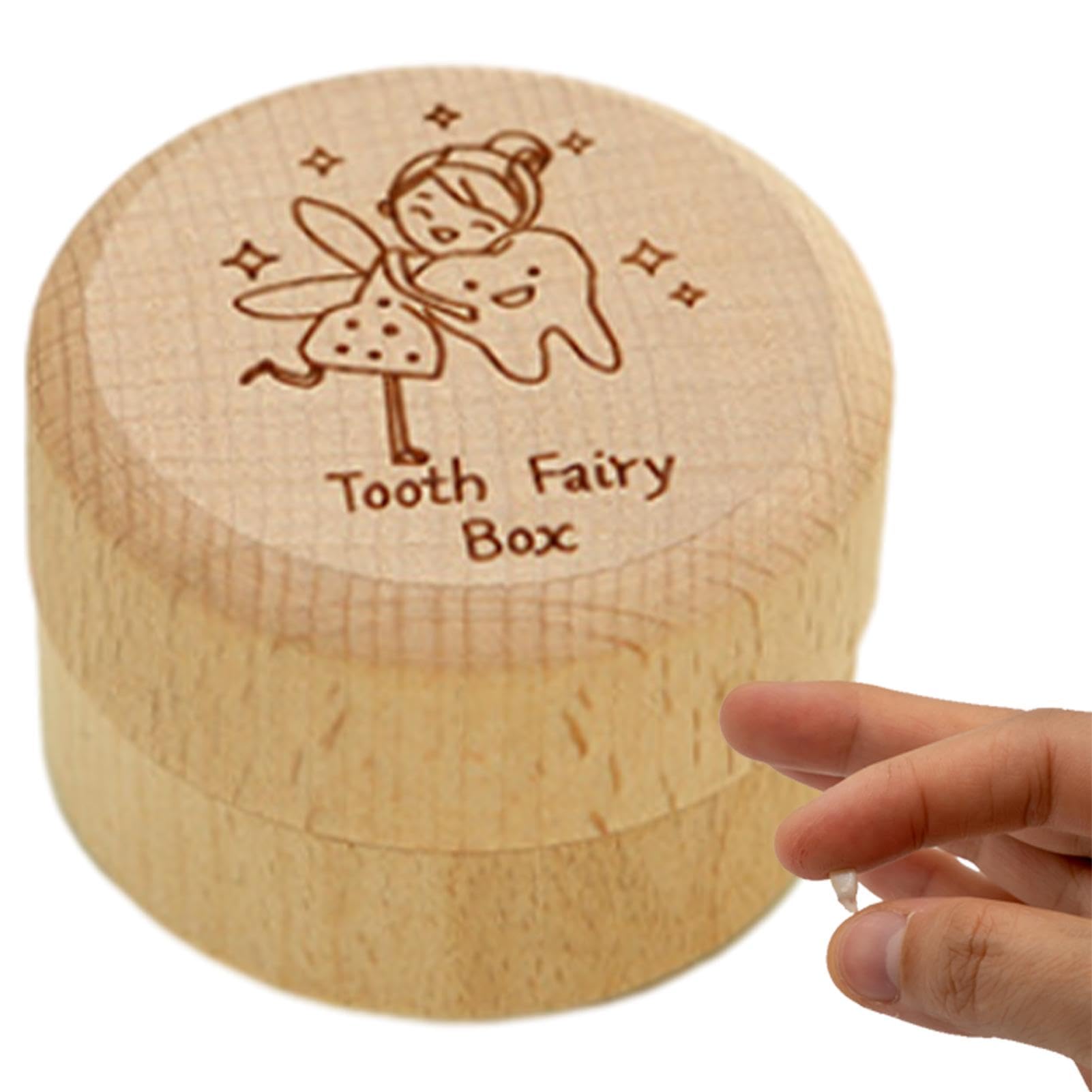 Wooden Baby Tooth Keepsake Box - First Tooth Memory Box for Boys & Girls, Fairy Tooth Holder, Unique Baby Shower & Birthday Gift - Perfect for Nursery Decor & Childhood Milestone Preservation