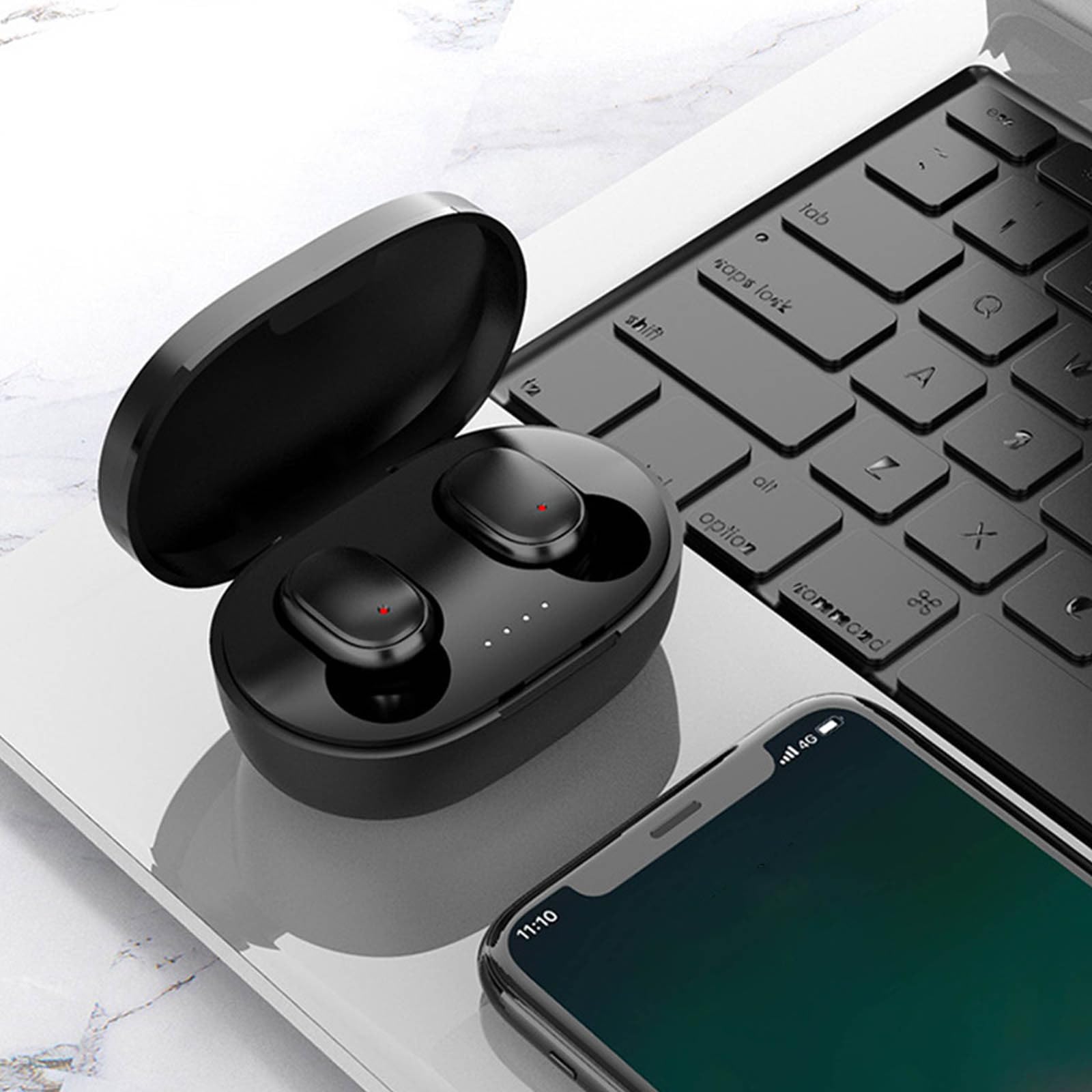 Wireless Bluetooth 5.0 Earbuds with Deep Bass & Noise Cancelling Mic, IPX7 Waterproof in-Ear Headphones for iPhone Android Smartphones - Perfect for Workouts, Running, Gym & Daily Commute