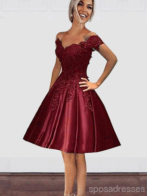 Elegant Off Shoulder Red Lace Beaded Homecoming Dress - CM708 | Affordable Prom Gown for Women | Perfect for Parties, Dances & Special Occasions