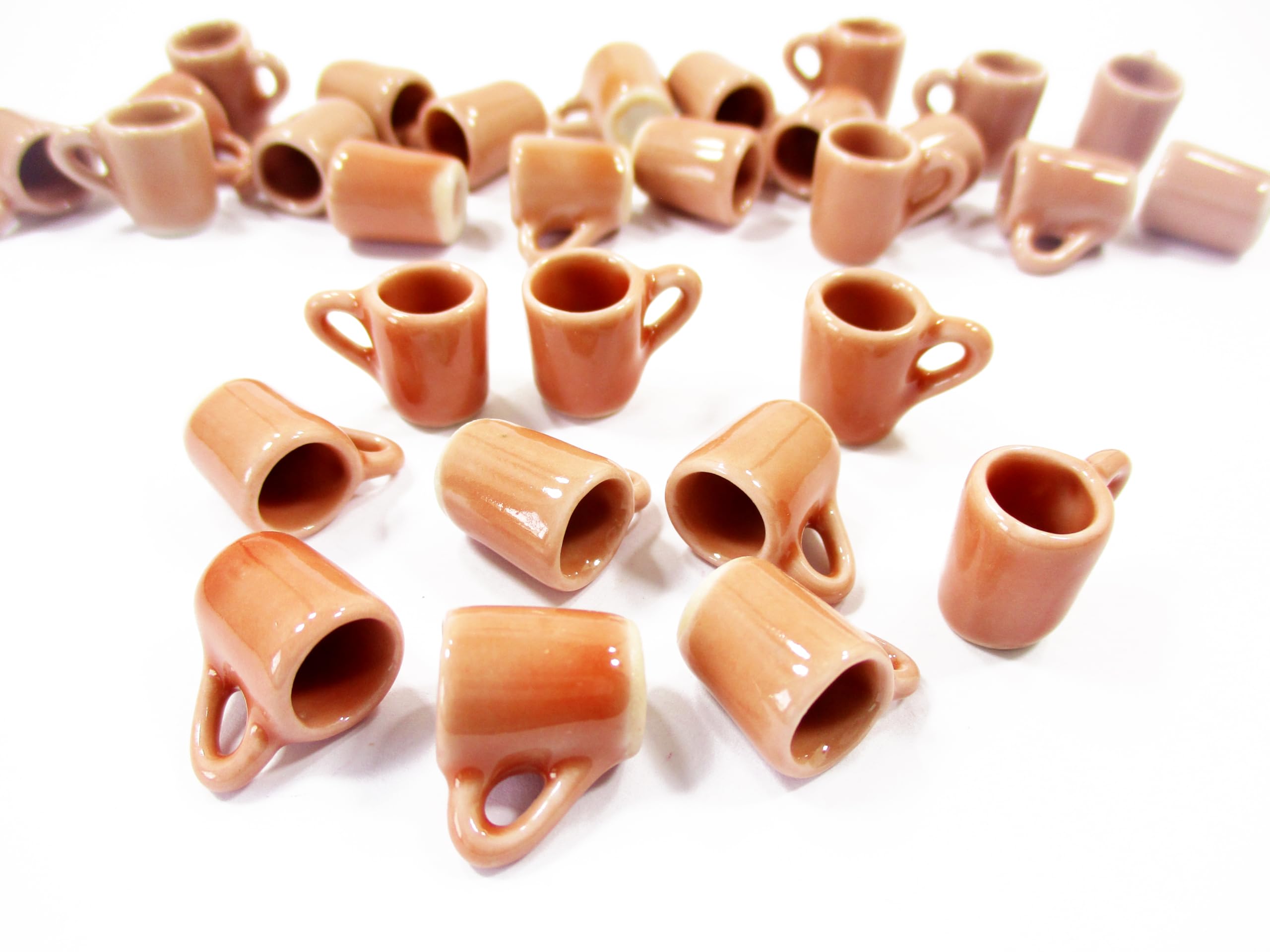 10-Piece Miniature Ceramic Salmon Coffee Tea Funnel Cup Mug Set for 1:6 Scale Dollhouse Kitchen Accessories - Perfect for Dollhouse Decor, Miniature Displays & Collectors