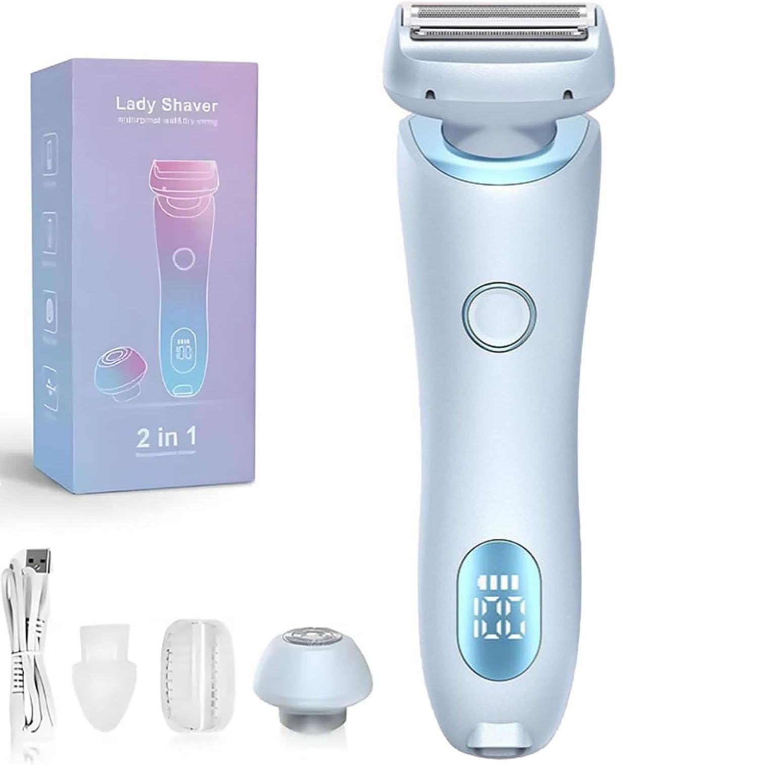 Velvix Smoothshave Electric Razor for Women - 2025 Upgraded Pubic Hair Trimmer with Smooth Glide Technology (Blue) | Perfect for Bikini Line, Legs & Underarms Shaving at Home or Travel