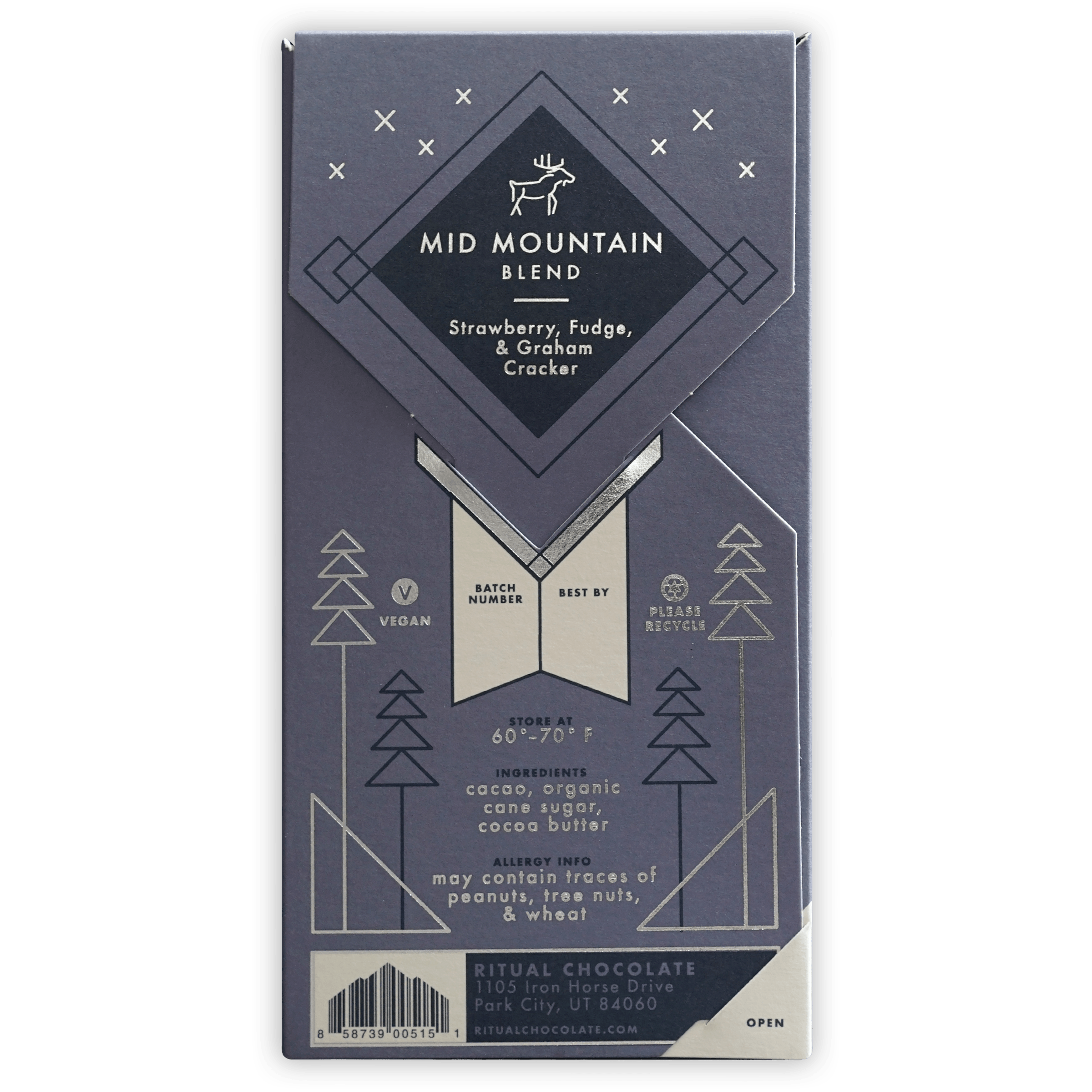 Ritual Mid Mountain Blend 70% Dark Chocolate Bar - Premium Organic Vegan Chocolate for Baking, Gifts & Healthy Snacking