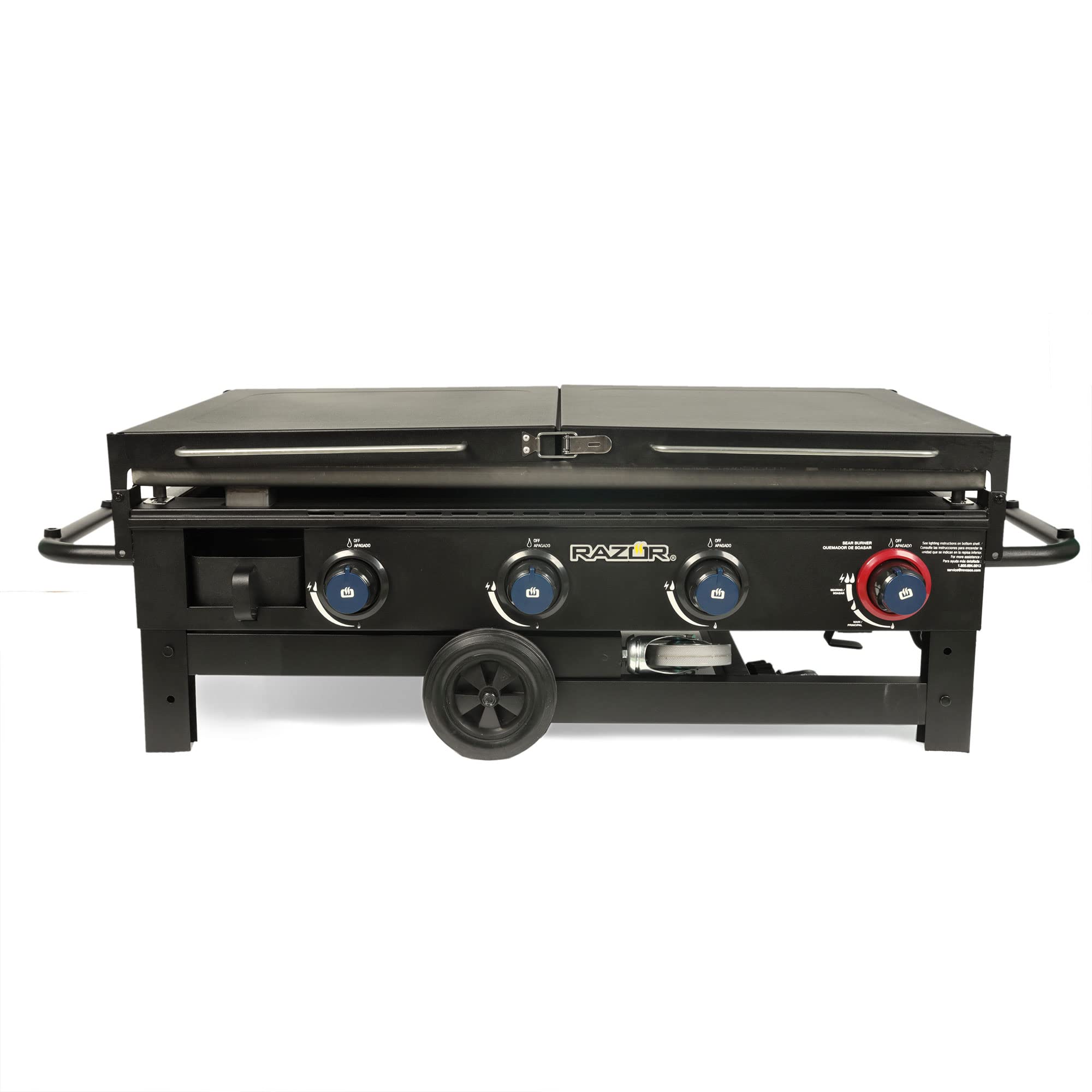 4-Burner Portable Outdoor Flat-Top Griddle with Foldable Prep Shelves – 37