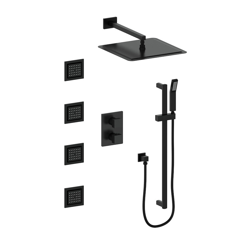 ZLINE Crystal Bay Thermostatic Shower System with Body Jets - Matte Black (CBY SHS T3 MB) | Luxury Bathroom Upgrade for Spa-Like Experience at Home