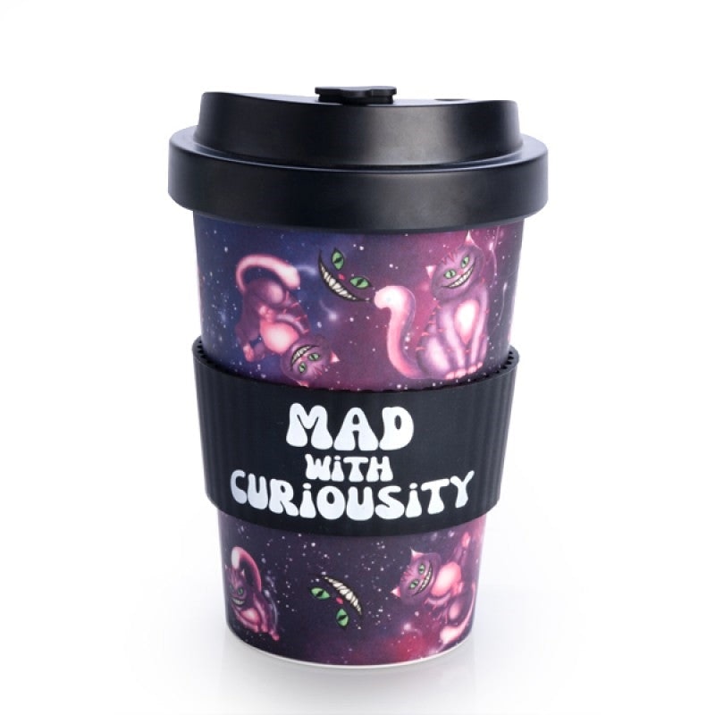 Eco-Friendly Bamboo Travel Cup with Lid - Reusable & Insulated Hot/Cold Tumbler for Coffee, Tea & Smoothies - Perfect for Camping, Office & Commuting (Mad Cat Design)