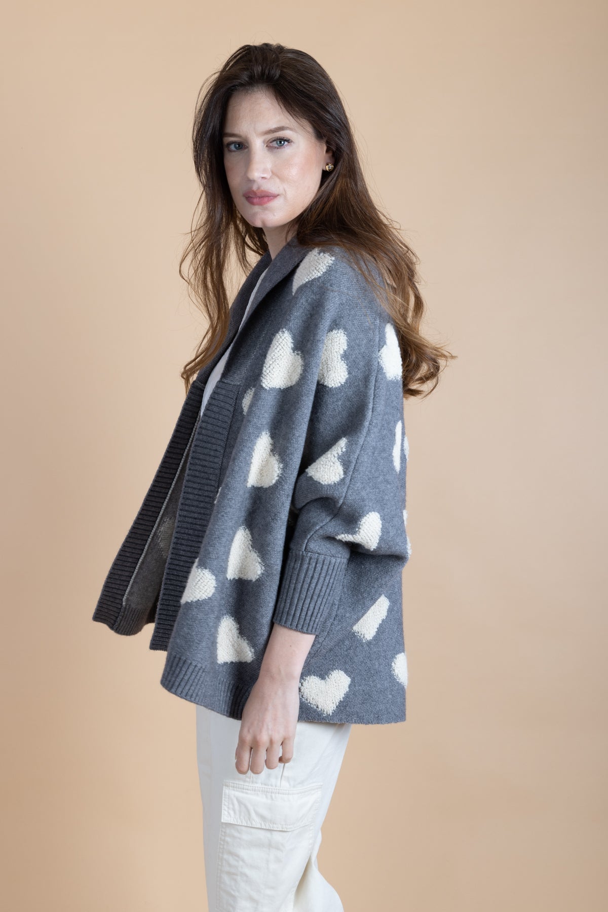 Heart Cardigan Sweater for Women - Cozy Ribbed Knit Pullover for Fall & Winter - Perfect for Casual Outfits, Date Nights, and Layering