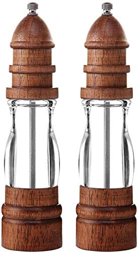 YLLLLY Wooden Salt and Pepper Mill Set - Adjustable Ceramic Core Grinders for Kitchen, Seasoning, Picnics, Dinner Parties & BBQ | Manual Multi-Function Pepper Grinder with Coarseness Control
