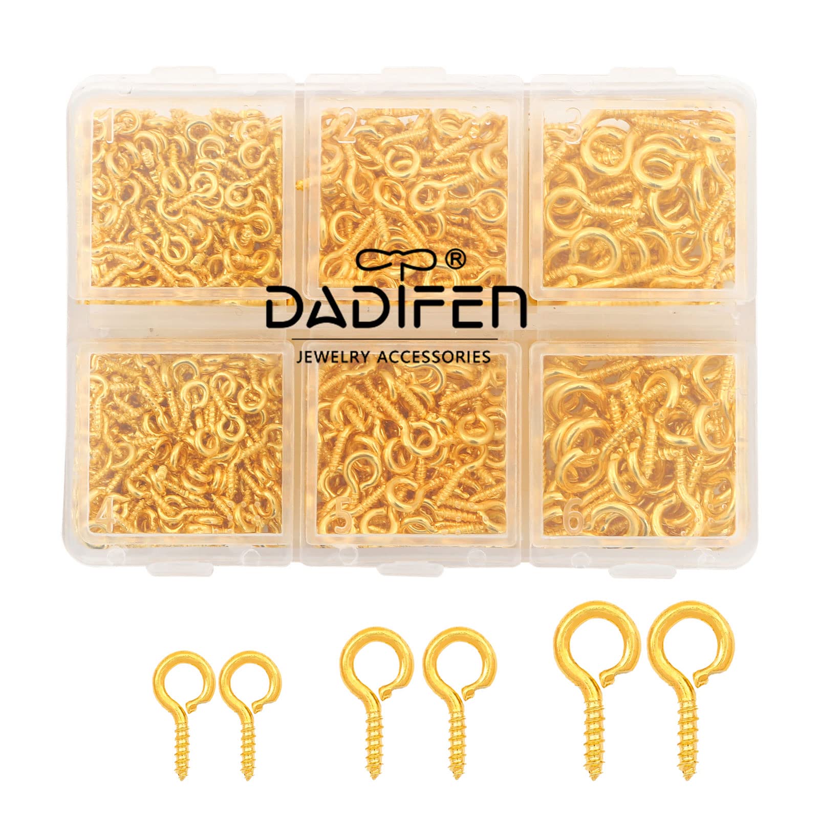 700pcs Small Screw Eye Pins - 3 Sizes Mini Metal Eye Hooks with Threaded Screw for DIY Jewelry Making, Crafts & Pendants (Gold) | Perfect for Earrings, Necklaces & Handmade Accessories