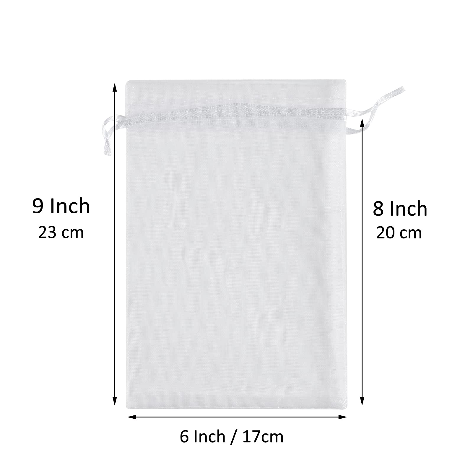 50 Pcs 6x9 Inches White Organza Drawstring Gift Bags for Wedding Favors, Party Decorations, Baby Showers & Bridal Events - Perfect for Candy, Jewelry & Small Gifts
