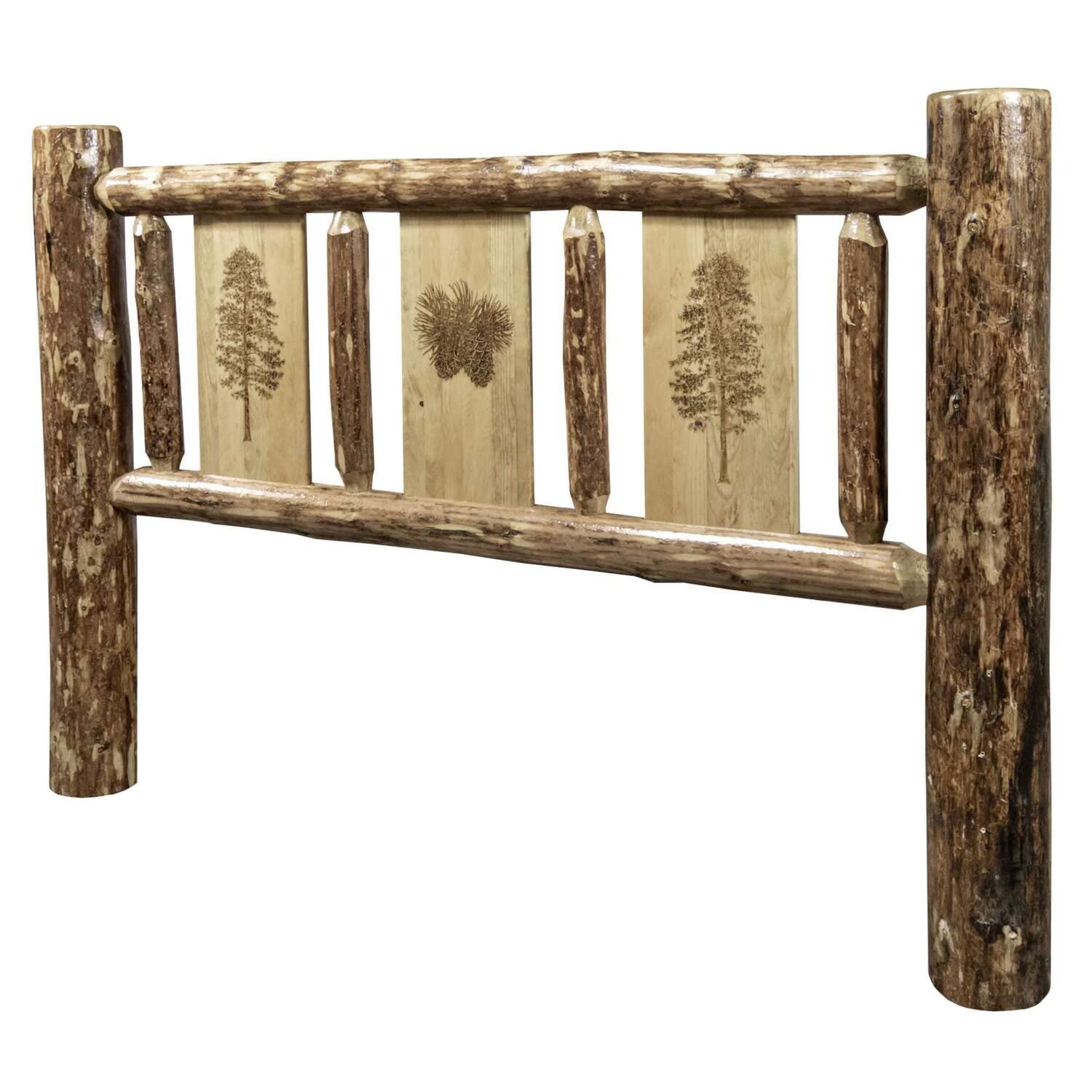 Montana Glacier Country Queen Headboard - Stained & Lacquered Pine Wood Bed Frame for Master Bedroom Decor | Rustic Cabin & Farmhouse Style Bedroom Furniture