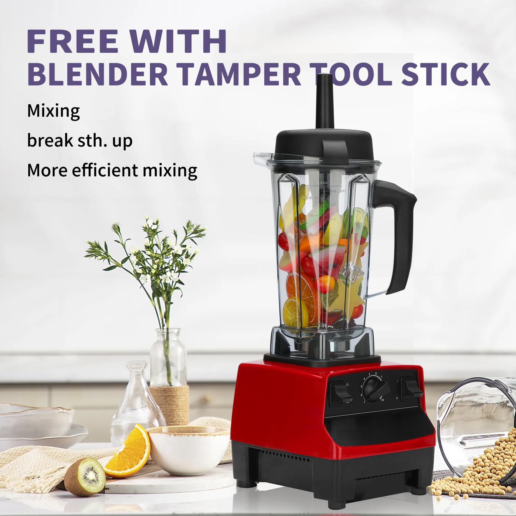 Vitamix Blender Pitcher and Tamper 64 oz - Replacement Jar for 5200, 5000, 6300, 7500, Pro500, 750, VM0103 - Compatible with Classic, Legacy, Explorian & Professional Series - 3-Year Warranty - Perfect for Smoothies, Soups & Nut Butters