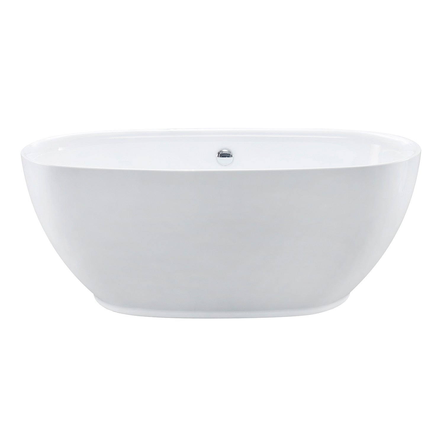 Aqua Eden 59 Inch Acrylic Oval Freestanding Bathtub - Glossy White Double Ended Soaking Tub with Drain | Perfect for Luxury Bathrooms & Spa Retreats