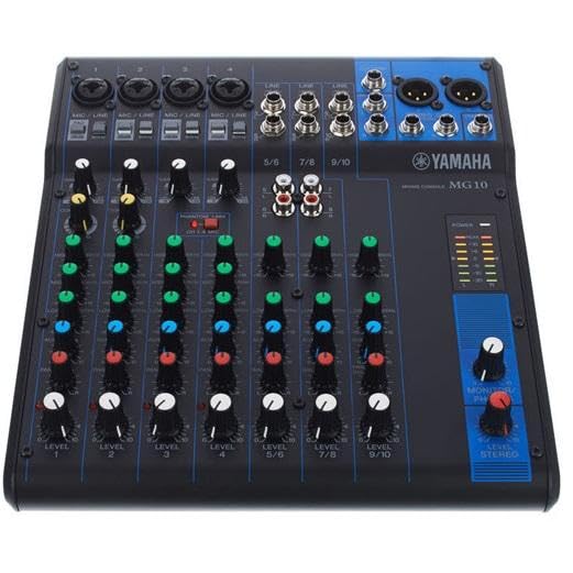 Yamaha MG10 10-Channel Analog Mixing Console - Professional Audio Mixer for Live Sound, Recording, and Studio Use