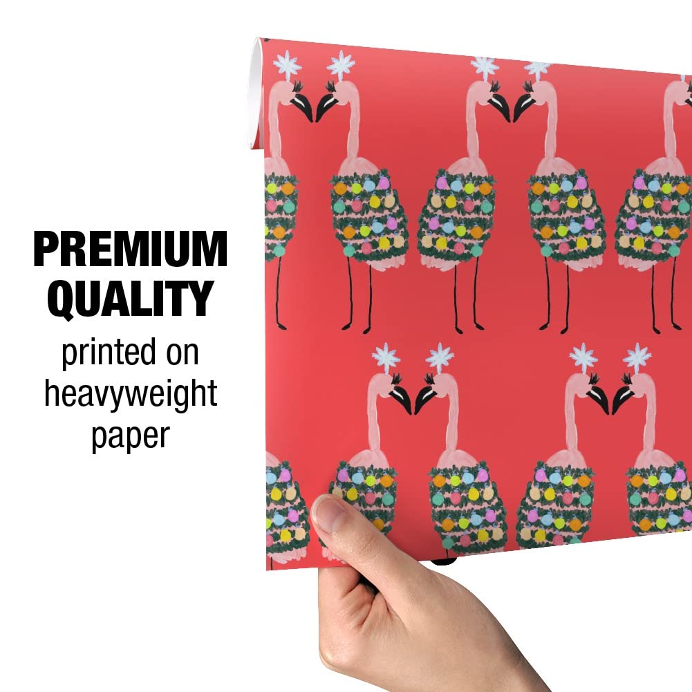 Christmas Flamingos Gift Wrap Wrapping Paper Rolls - Festive Holiday Wrapping for Presents, Party Decorations & Seasonal Crafts | GRAPHICS & MORE