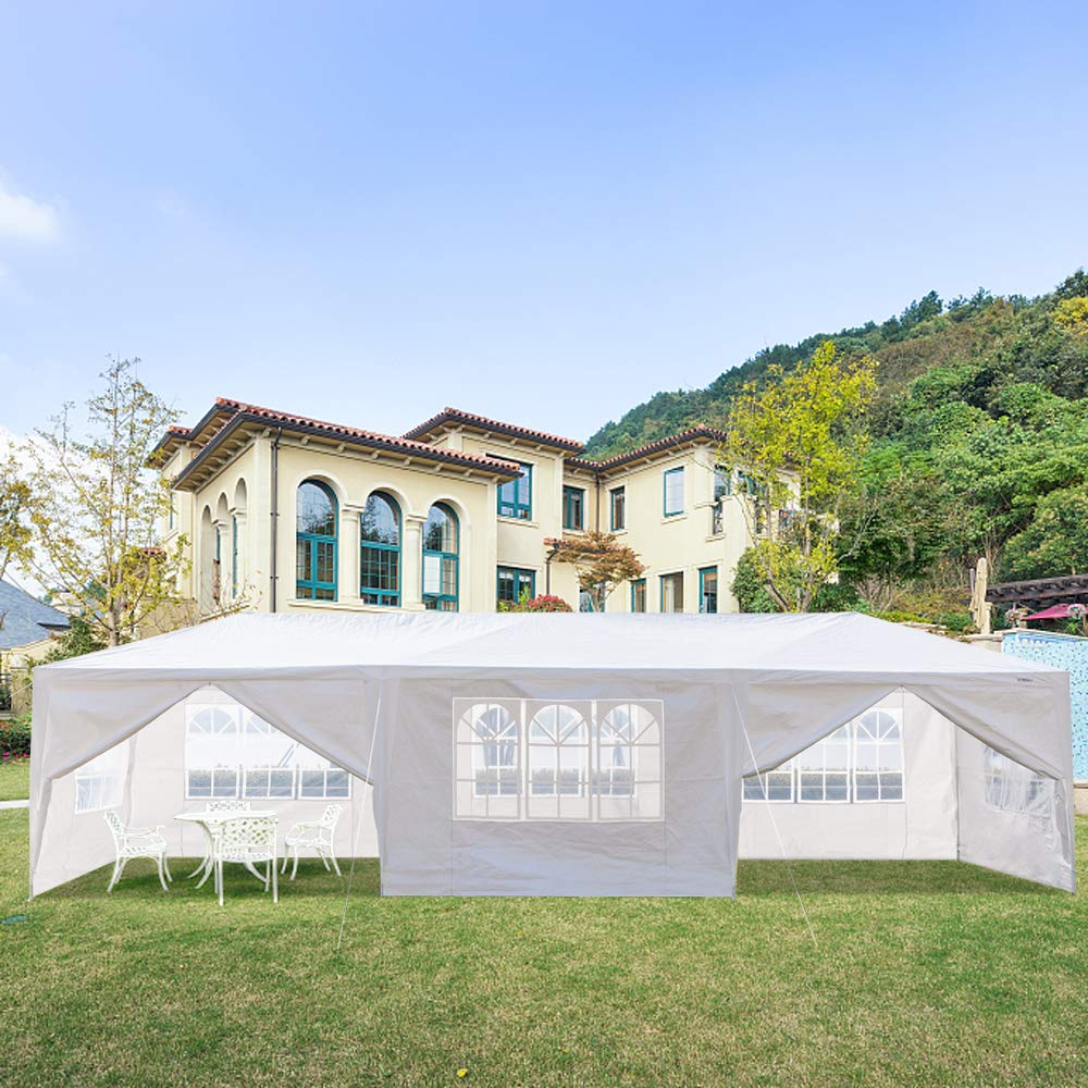 10x30 Feet 8-Panel Canopy Tent with Windows & Double Doors - UV Coated Waterproof Outdoor Shelter for Parties, Camping, and Backyard Events