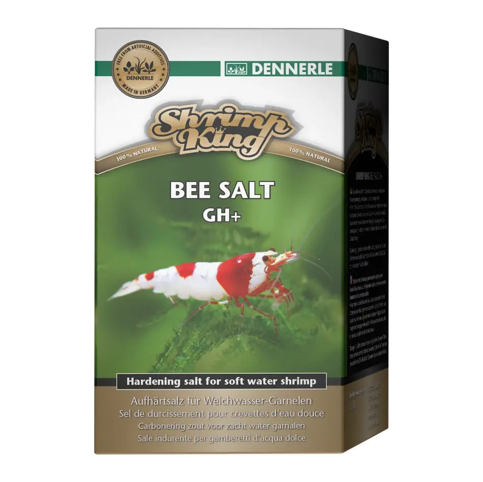 Dennerle Shrimp King Bee Salt GH+ - Premium Mineral Supplement for Bee Shrimp - Enhances Water Hardness & Health - Ideal for Freshwater Aquariums & Shrimp Breeding Tanks