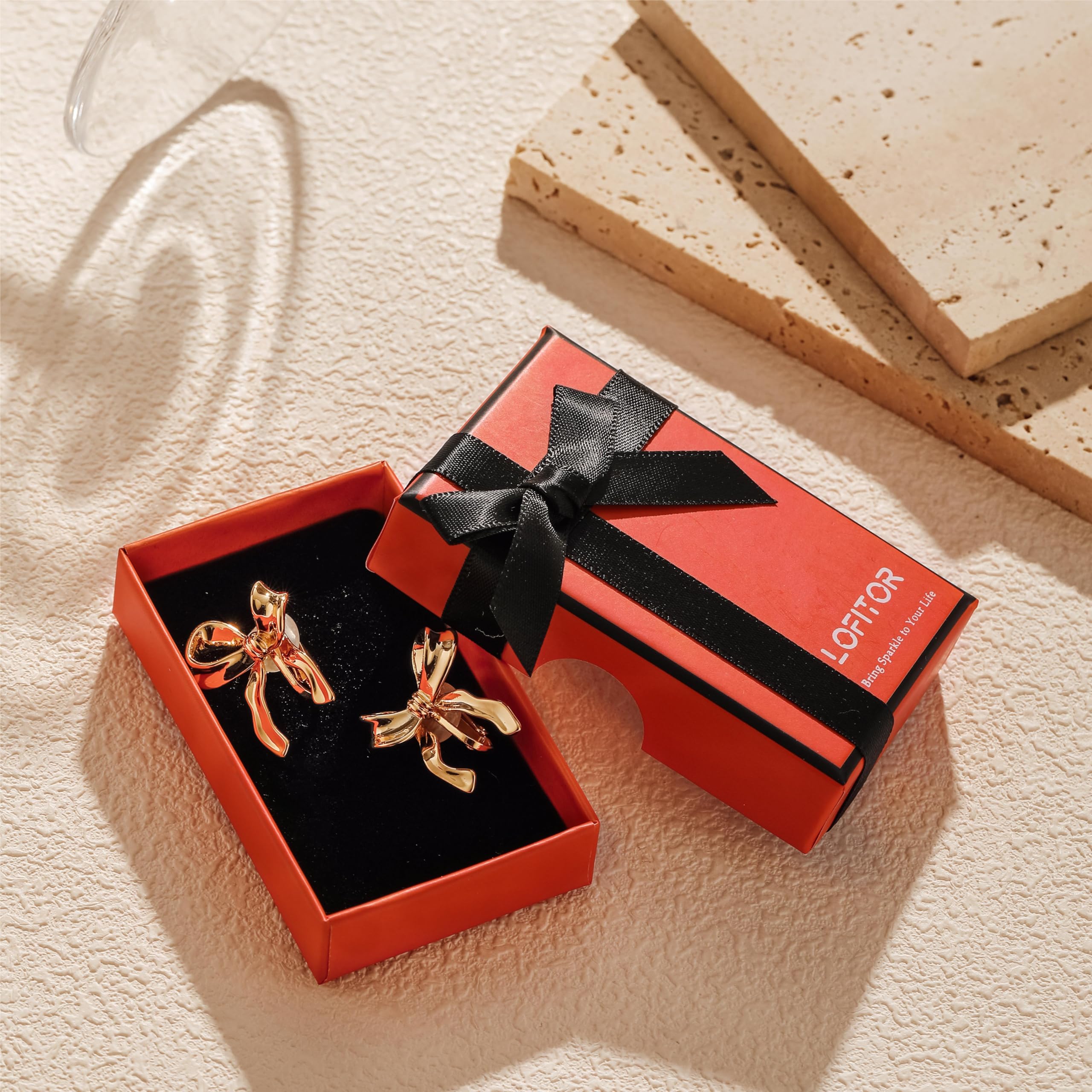 14K Gold Clip-On Earrings for Women - Non-Piercing Bow Dangle Drop Earrings with Ribbon Tassel Chain | Lightweight Fake Bow Earrings for Non-Pierced Ears | Perfect for Weddings, Parties & Everyday Wear
