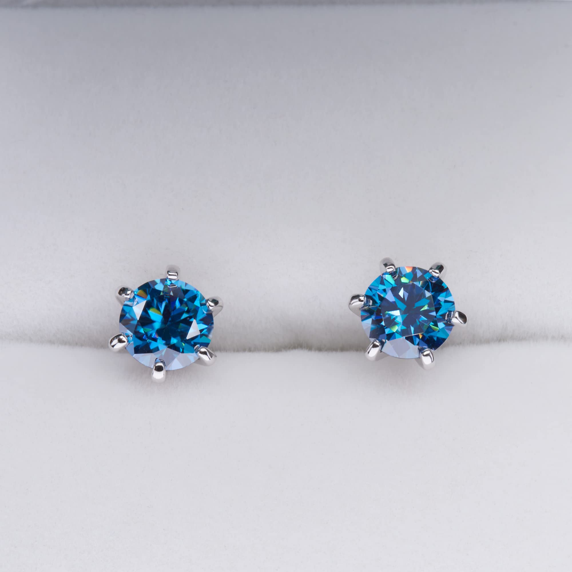 GIGAJEWE 2.0ct Round Cut Moissanite Stud Earrings for Women & Men - 18K White Gold Plated Sterling Silver - Perfect for Weddings, Anniversaries & Special Occasions