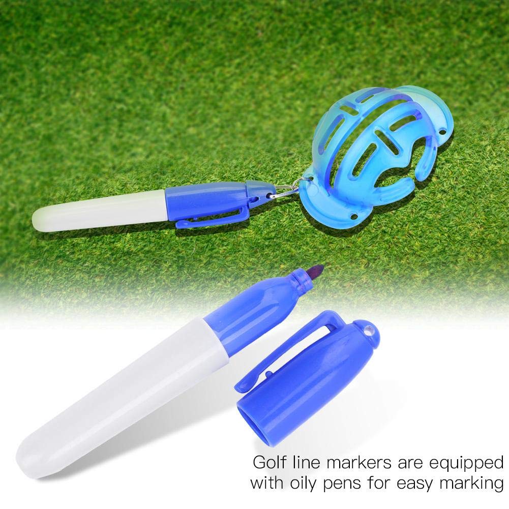Keenso Golf Ball Marker & Alignment Tool Kit with Pens, Template Liner for Putting Practice – Perfect for Improving Accuracy on the Green (Blue)