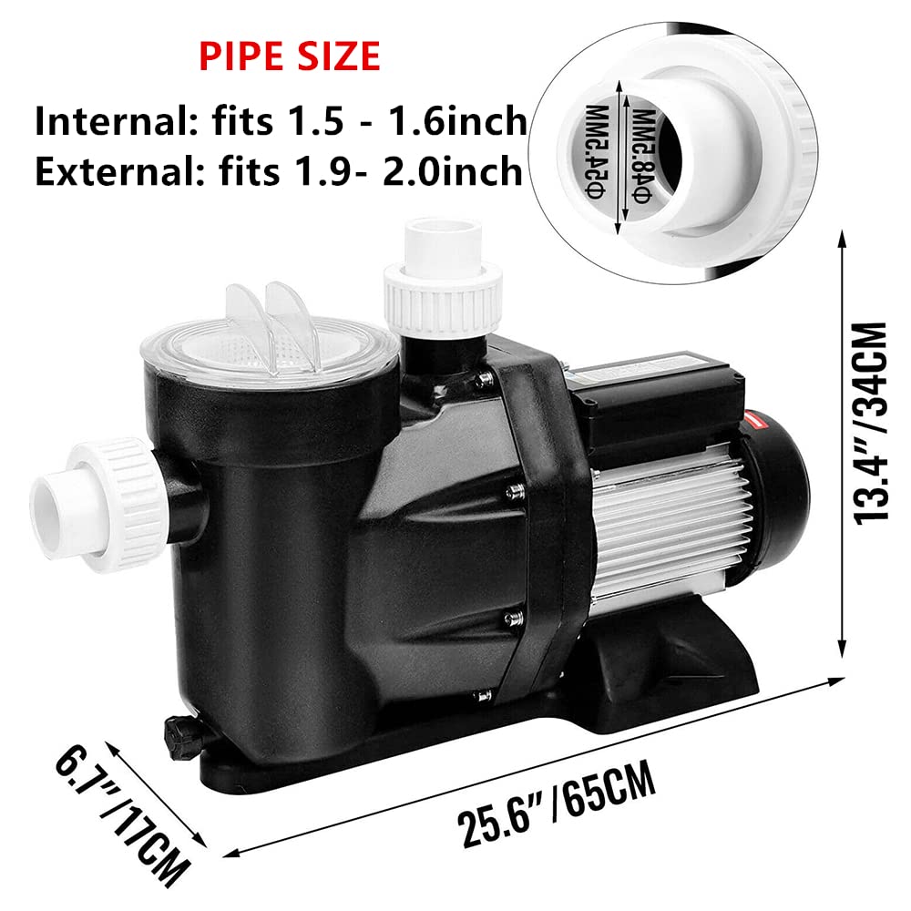 iMeshbean 2.5HP Swimming Pool Pump - 1850W High Performance Motor with Strainer Basket for Inground & Above Ground Pools - Perfect for Water Circulation, Filtration & Pool Maintenance