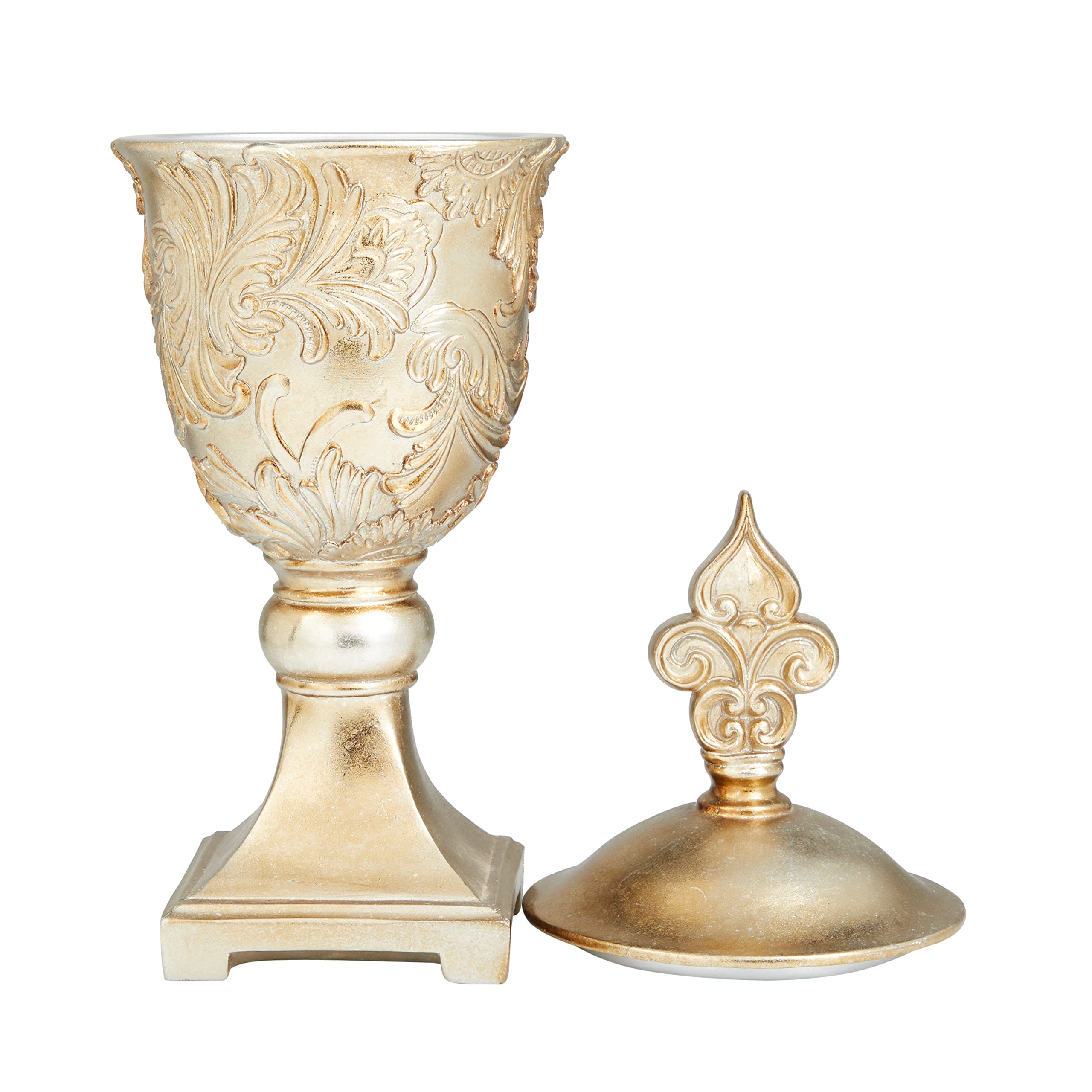 Deco 79 Polystone Solid Decorative Jars - Set of 2 Gold Vases for Home Decor, 7