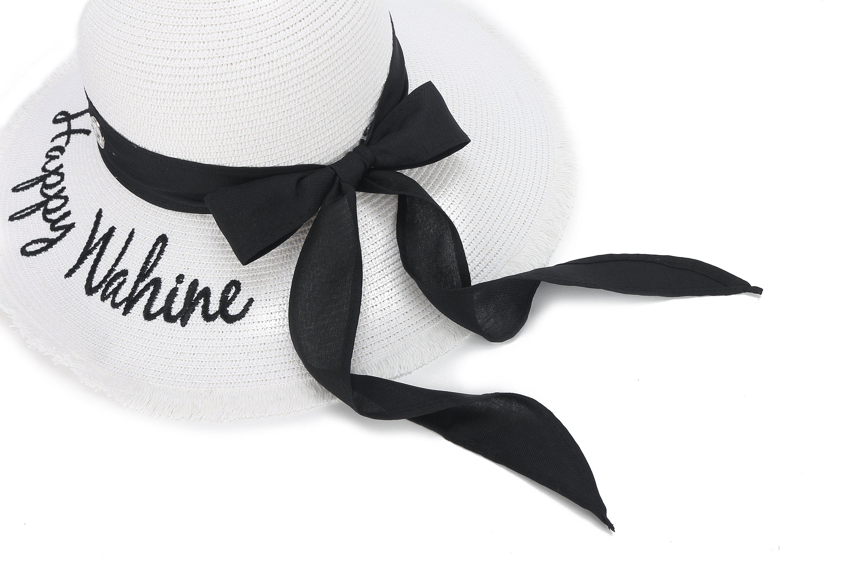 Gardenia Happy Wahine White Hat - Stylish Floral Summer Beach Hat for Women - Perfect for Vacations, Outdoor Parties, and Beach Getaways