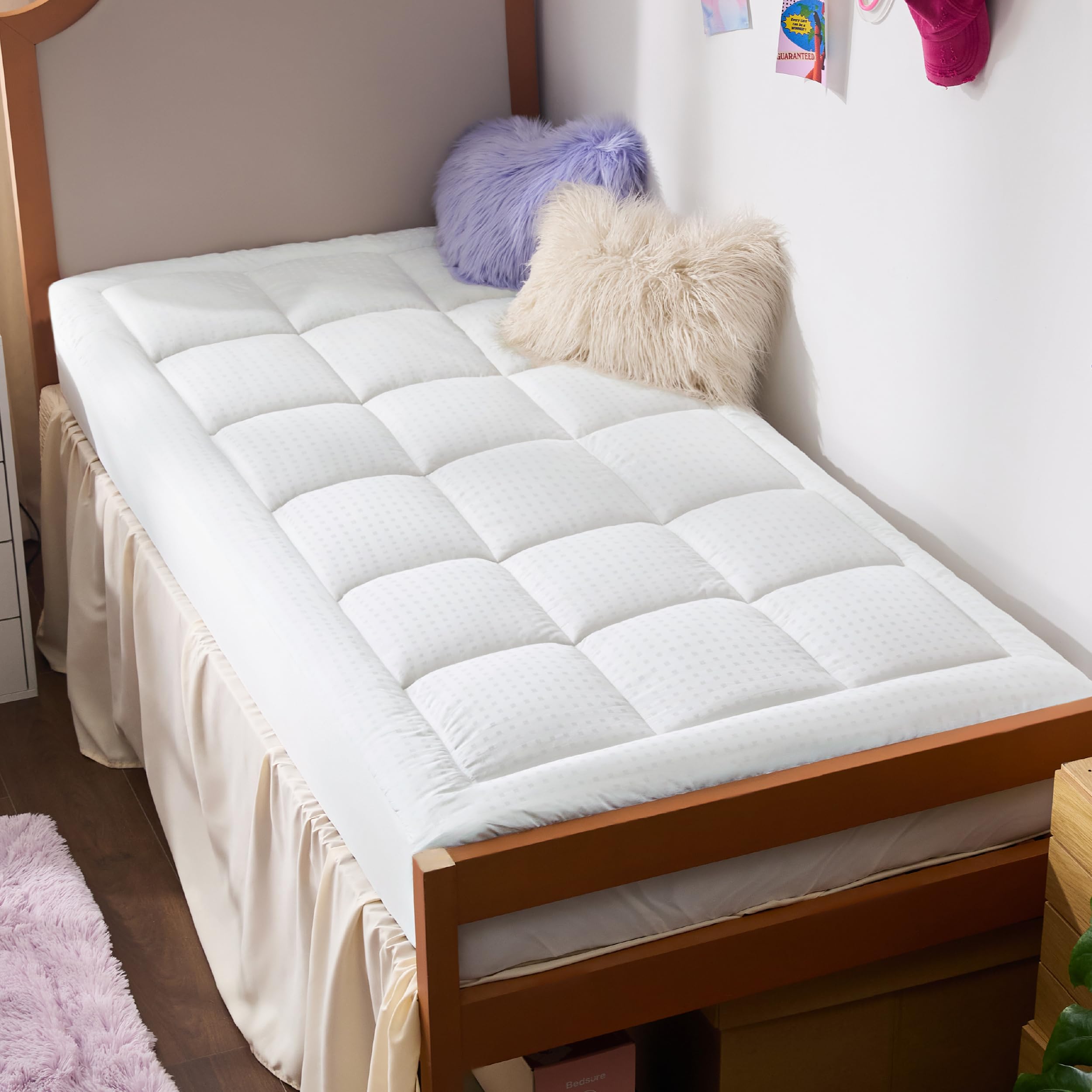 Bedsure Twin XL Mattress Pad & Topper - Deep Pocket Fits 8-21 Inch Mattresses, Cooling & Comfortable, White - Perfect for Dorm Rooms, Guest Beds & Home Comfort Upgrade