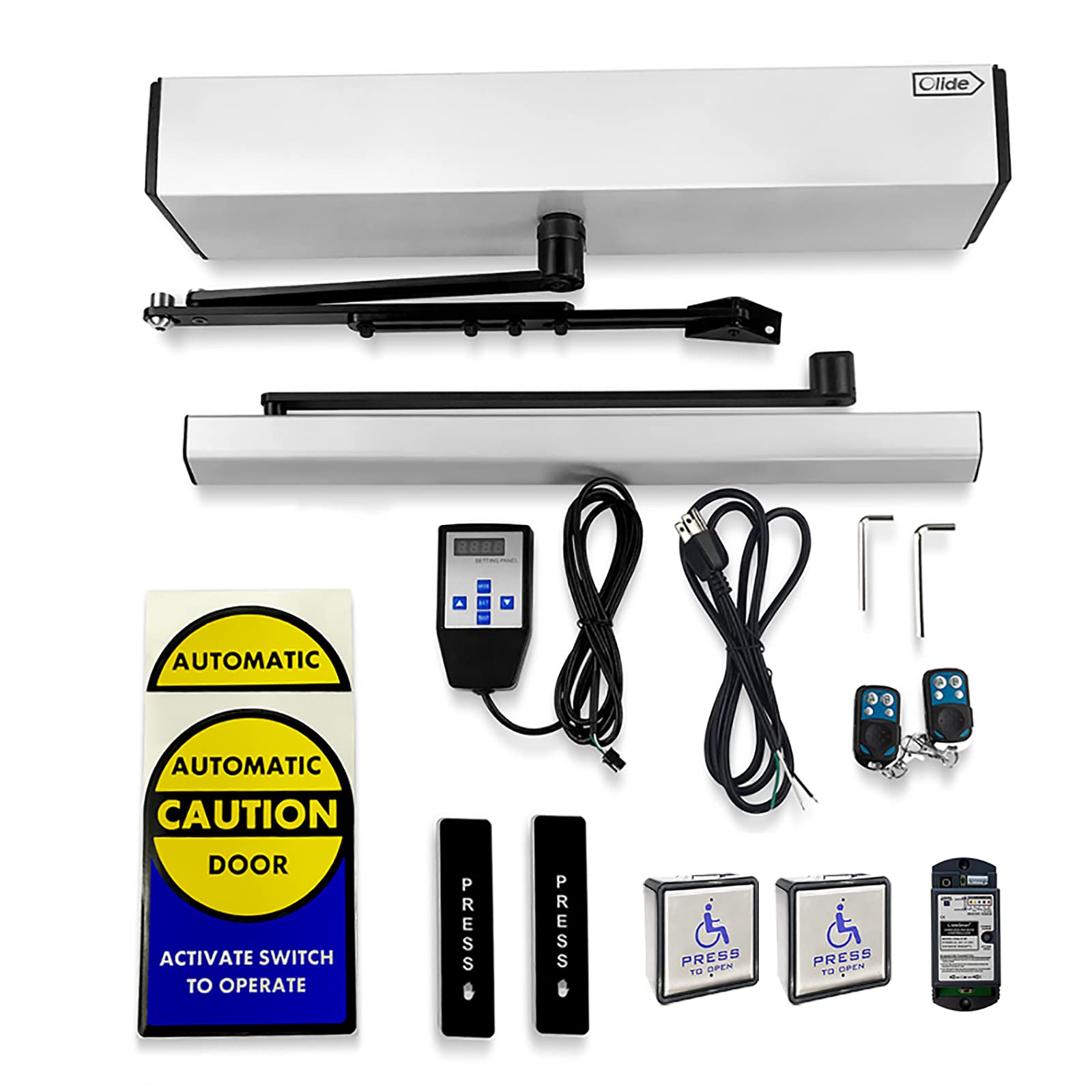 Olideauto Automatic Swing Door Opener - Commercial Wireless Door Operator with Handicap Push Buttons & Slimline Push Panels | ADA Compliant Access Solution for Stores, Hospitals & Public Buildings