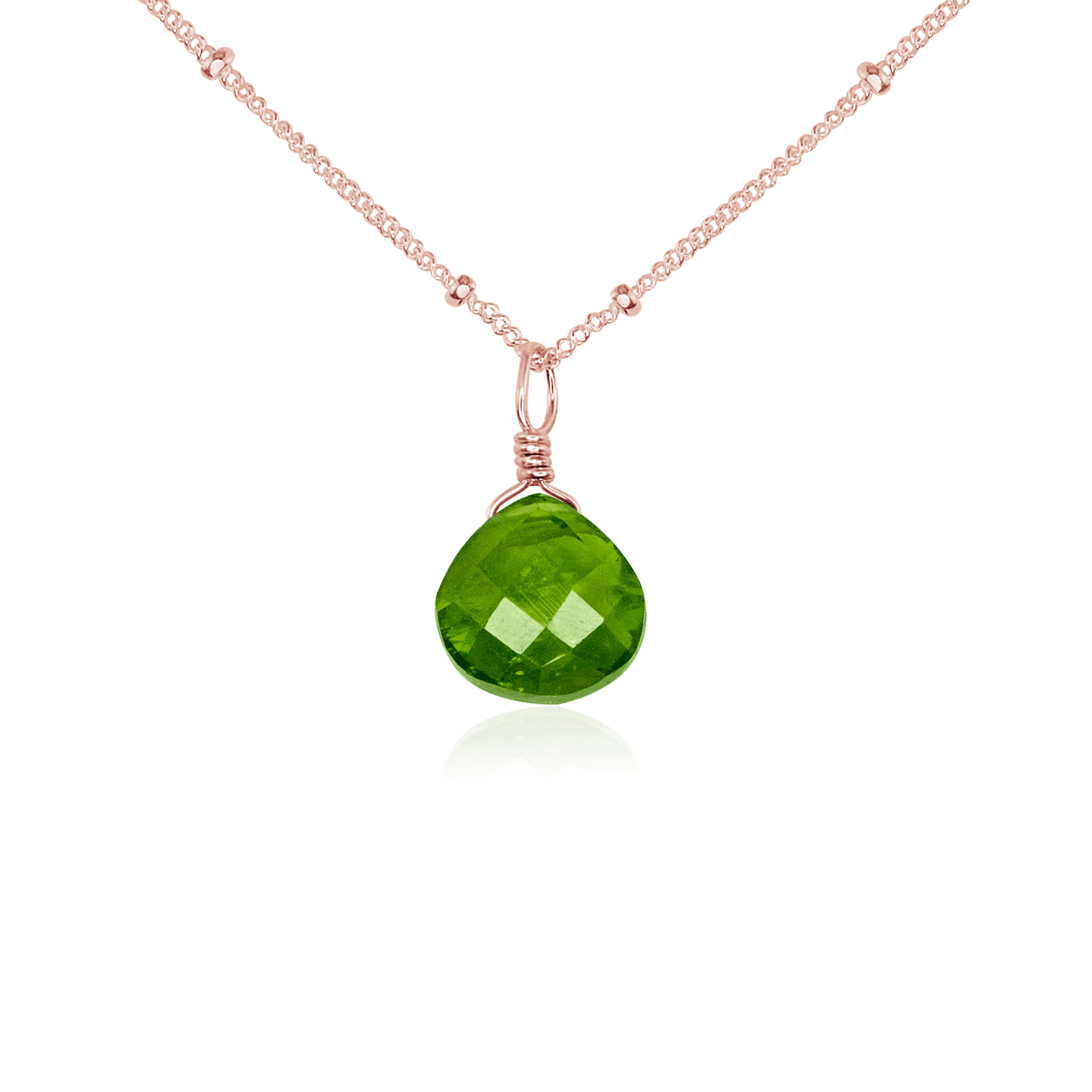 Elegant Tiny Peridot Teardrop Crystal Pendant Necklace - Dainty Green Gemstone Jewelry for Women - Perfect for Weddings, Parties & Everyday Wear