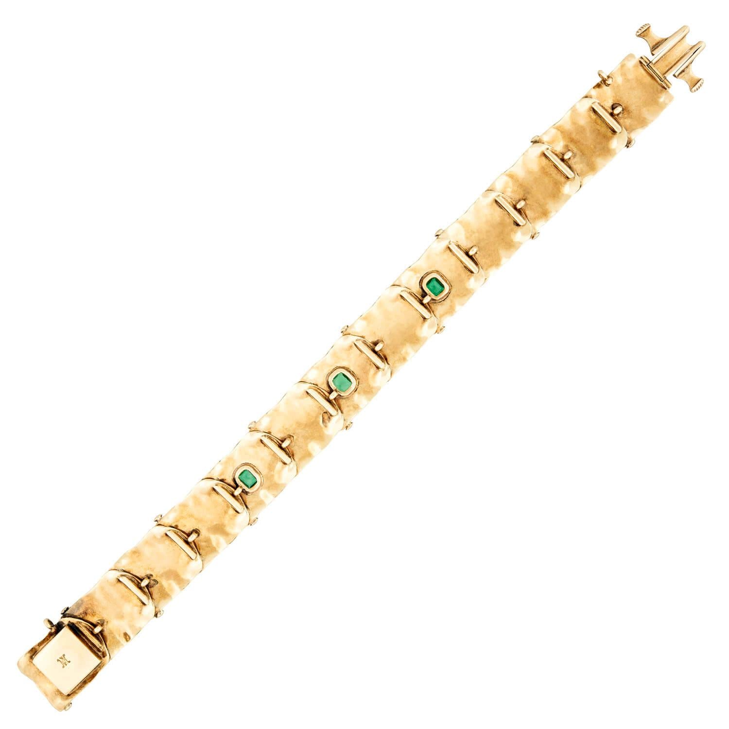 Vintage Edwardian Mixed Metals Emerald Bracelet - Antique Jewelry for Women - Perfect for Weddings, Parties & Special Occasions