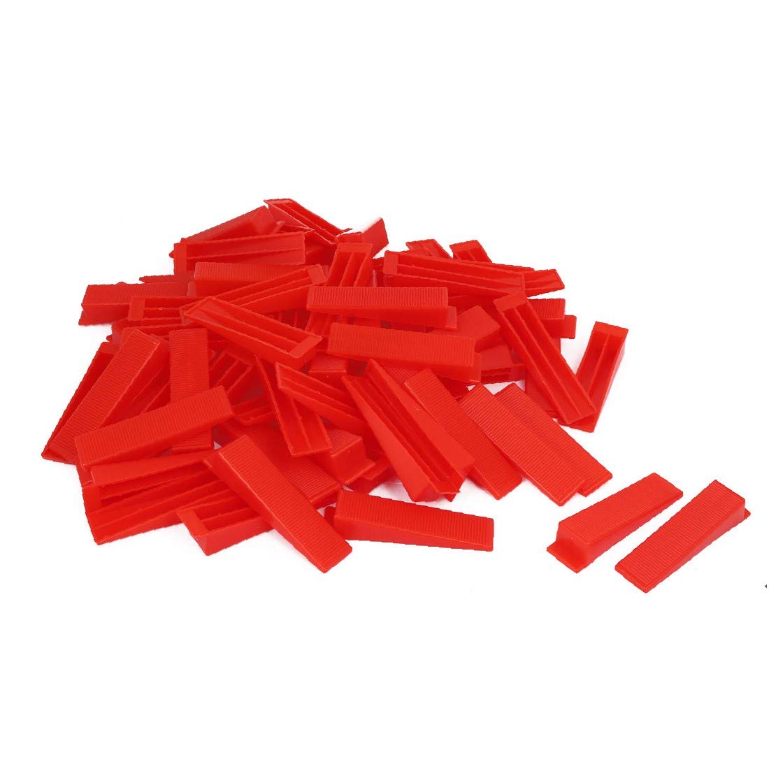 X-DREE Wall & Floor Tile Leveling System - 100pcs Red Plastic Wedges (90x22x16.5mm) for Perfect Flat Tile Installation - Ideal for Bathroom, Kitchen & Backsplash Tiling Projects