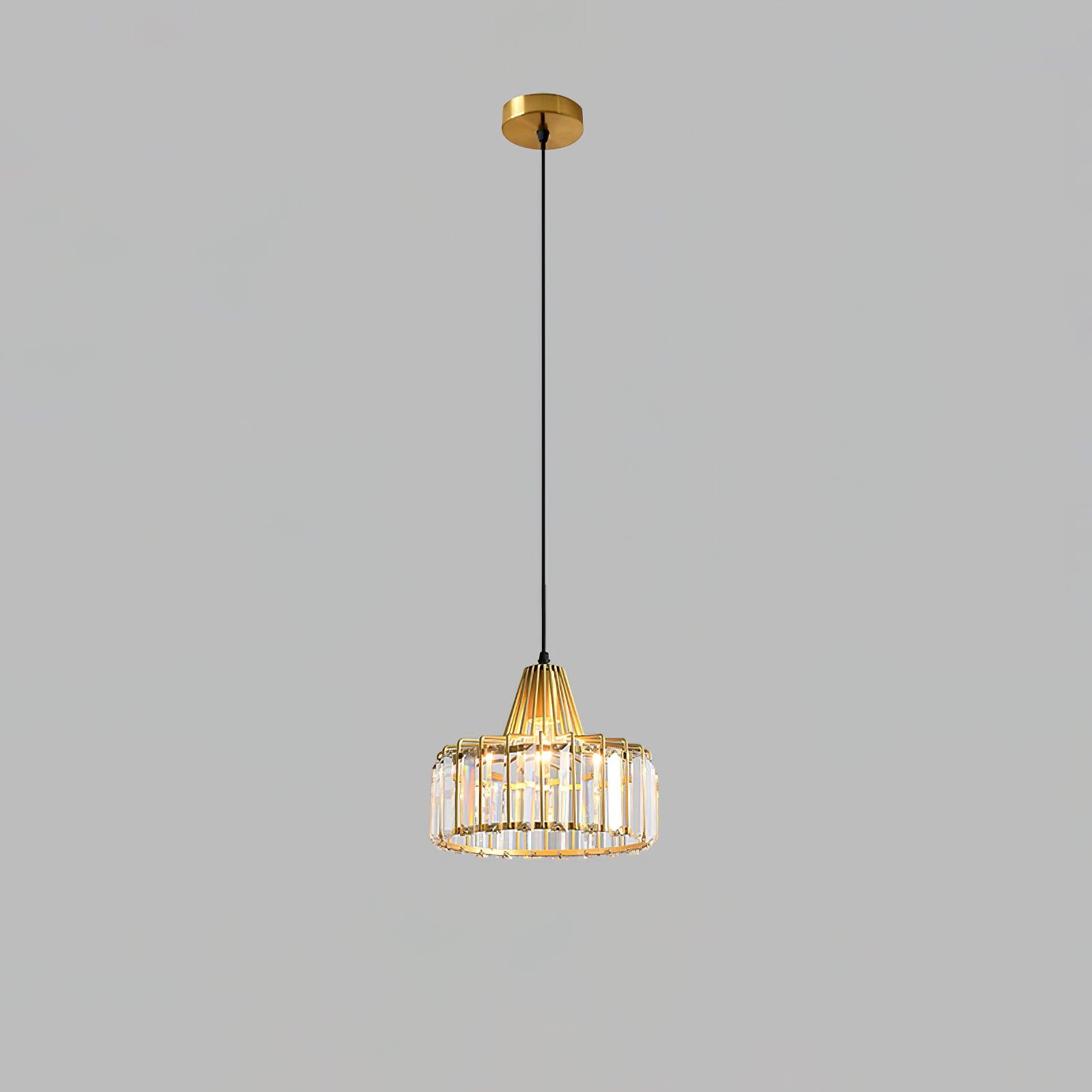 Crystal Drum Pendant Light - Modern Glass Ceiling Chandelier for Dining Room, Living Room & Bedroom Lighting Decor