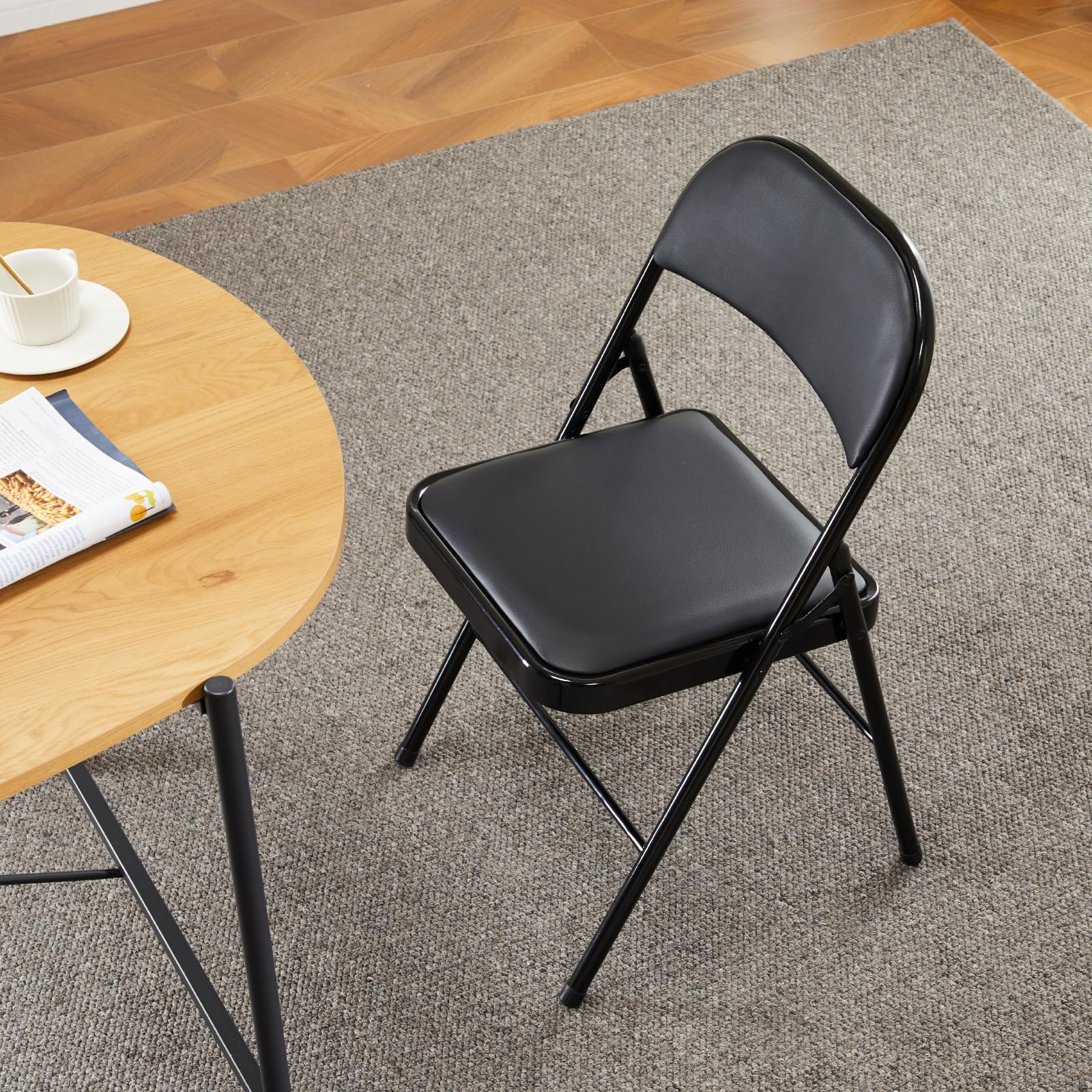 NEWBULIG 6-Pack Folding Chairs for Outdoor & Indoor Use - Portable, Lightweight, Comfortable Event Chairs in Black - Perfect for Camping, Picnics, BBQs, Parties, and Home Gatherings