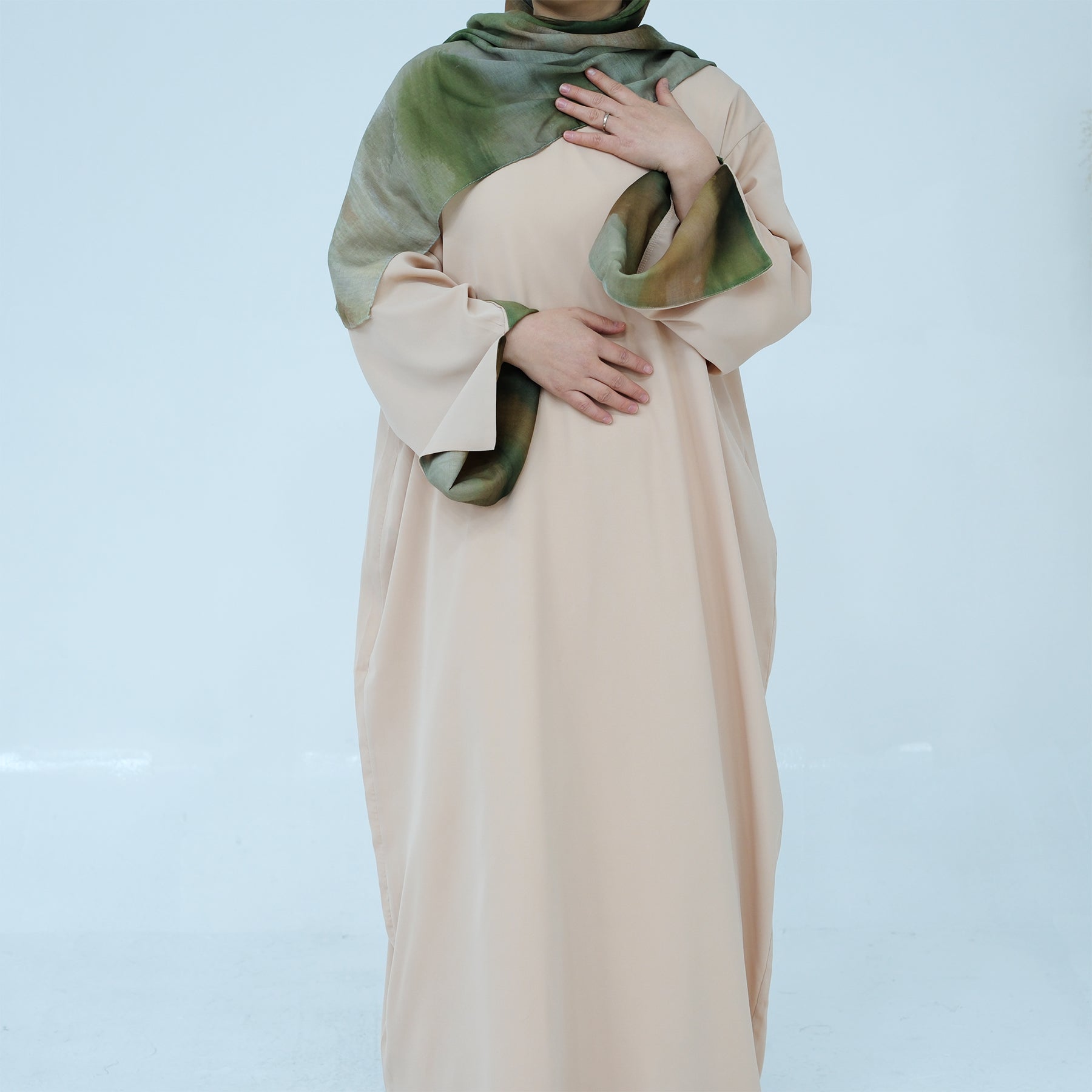 Chloe Abaya and Hijab Set for Women - Modest Islamic Prayer Dress in Beige - Perfect for Eid, Ramadan, and Daily Wear